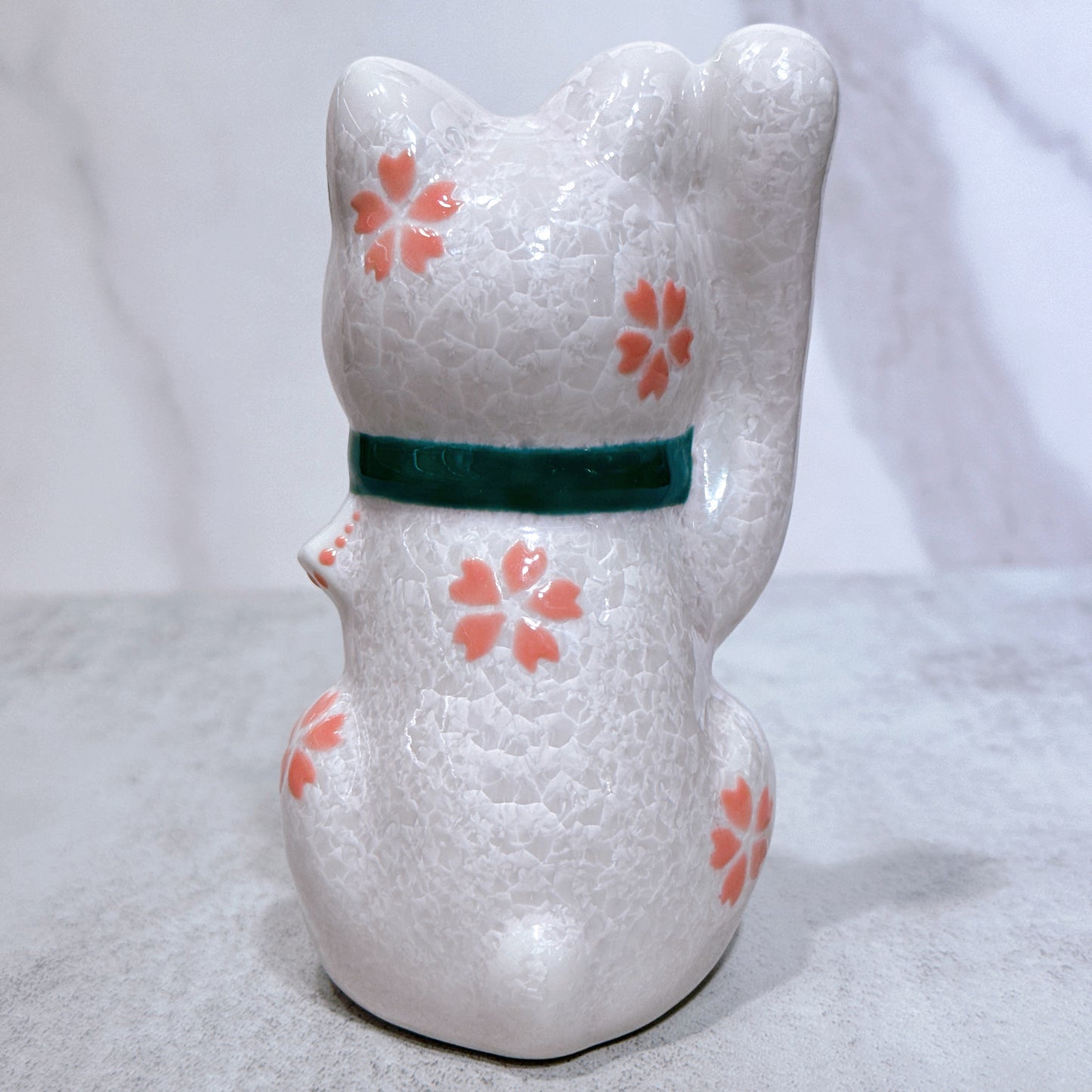日本清水燒招財貓 花結晶 桃 億万両