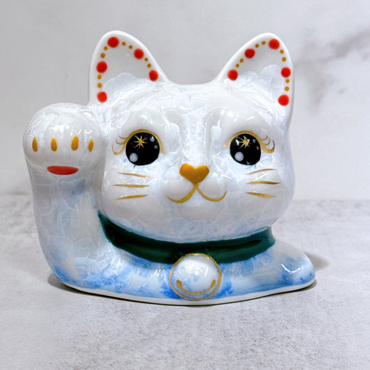 日本清水烧招财猫 达摩 花结晶 银藤 亿万两