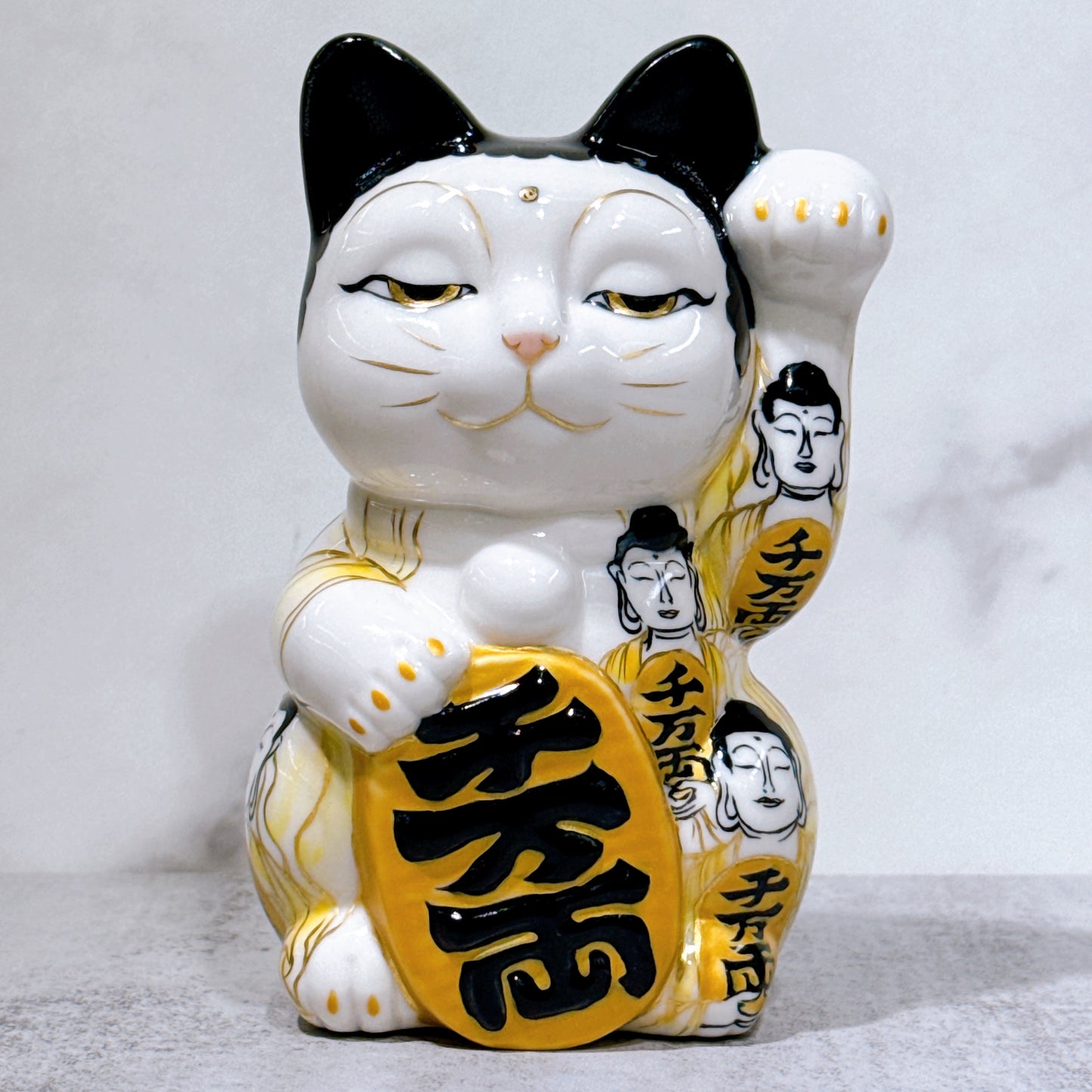日本清水燒招財貓 仫繪 佛陀 描詰