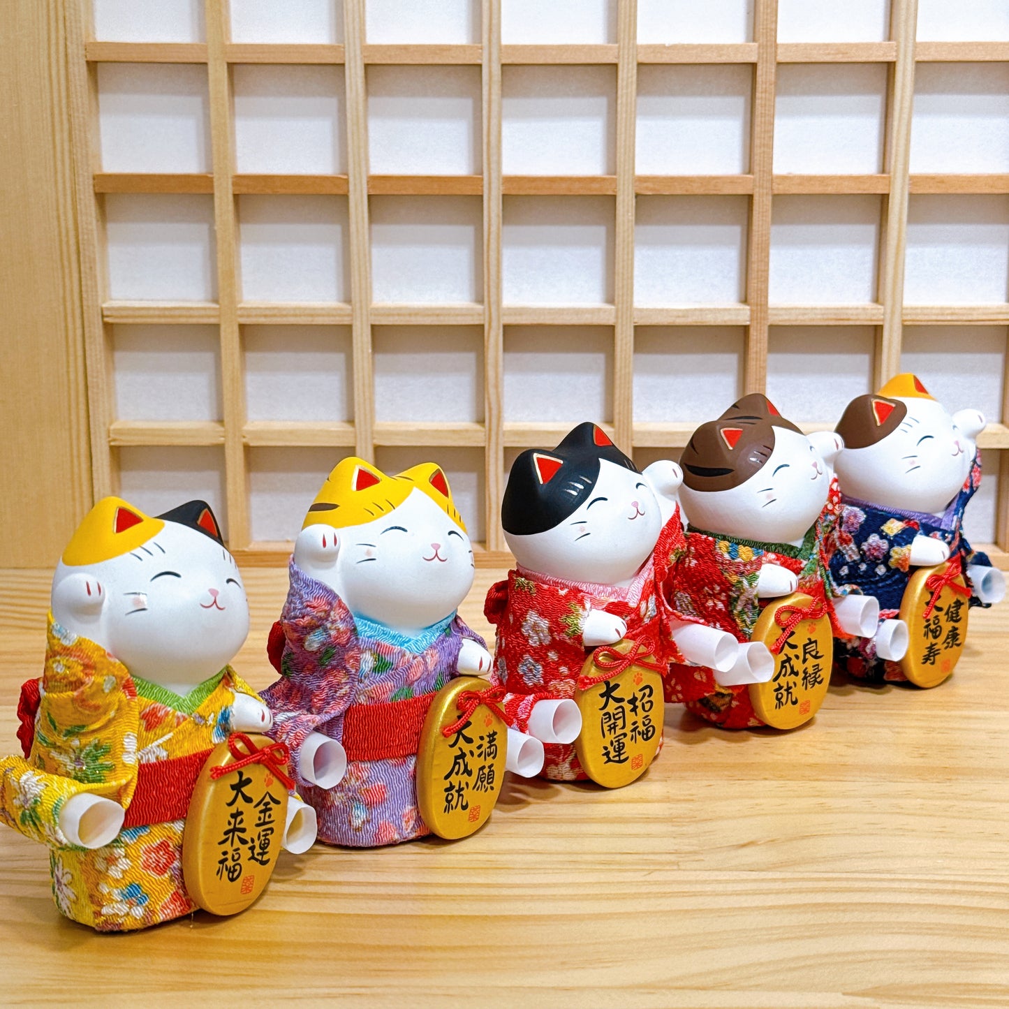 Japanese Brocade Kimono Lucky Cat Series (Small Size)