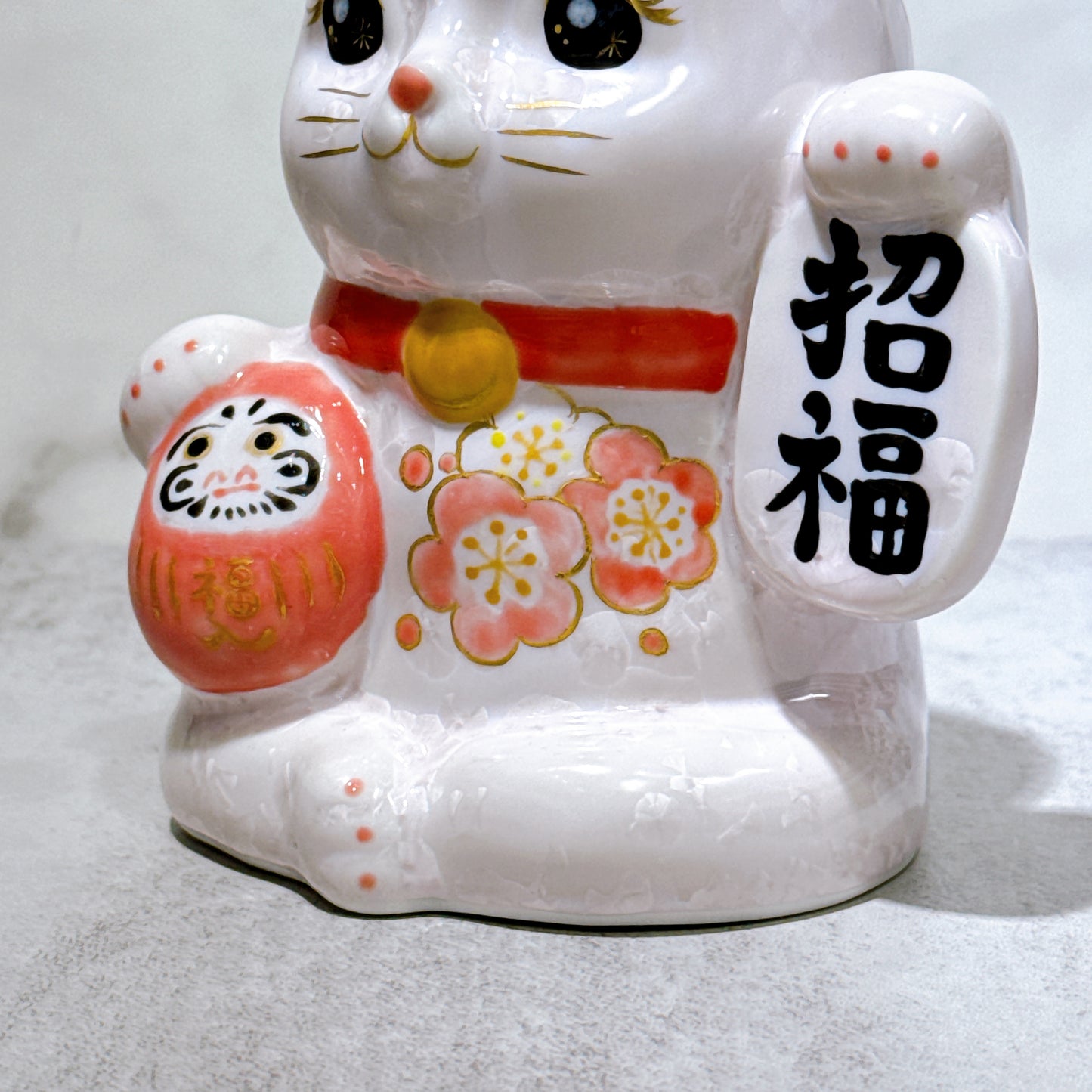 日本清水燒招財貓 達摩 花結晶 桃 招福