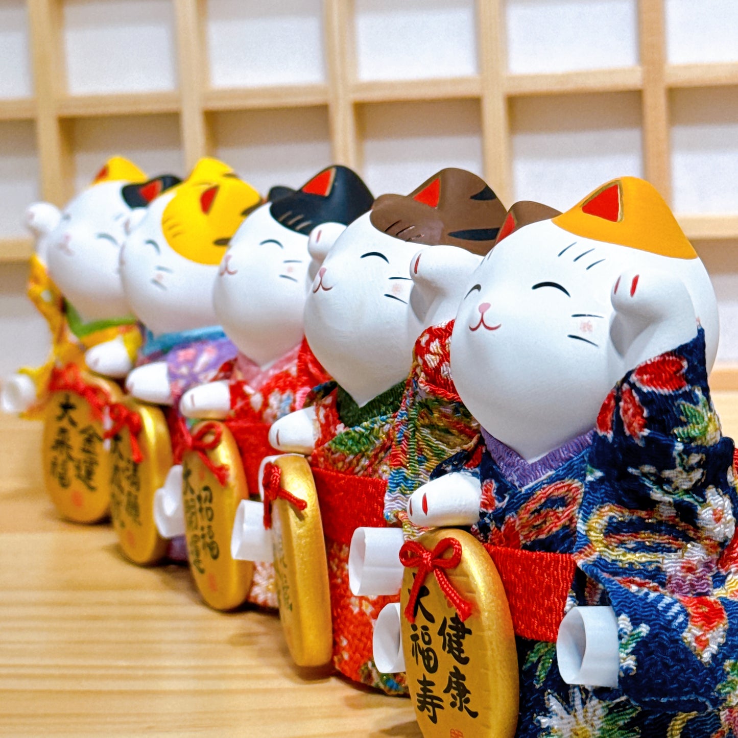 Japanese Brocade Kimono Lucky Cat Series (Small Size)