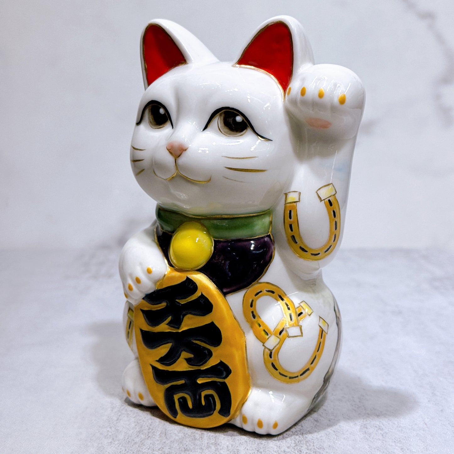 日本清水燒招財貓 色繪 奔騰