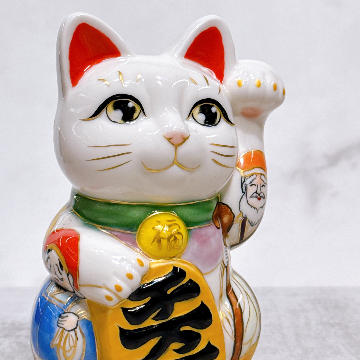 日本清水燒招財貓 色繪 七福神