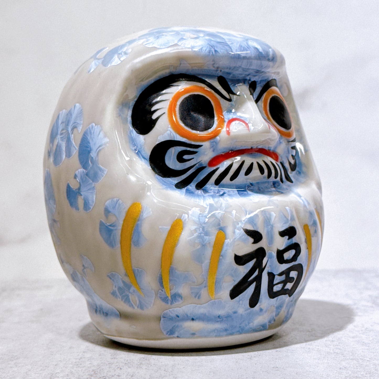 日本清水燒達摩 花結晶 銀藤 樣 小號