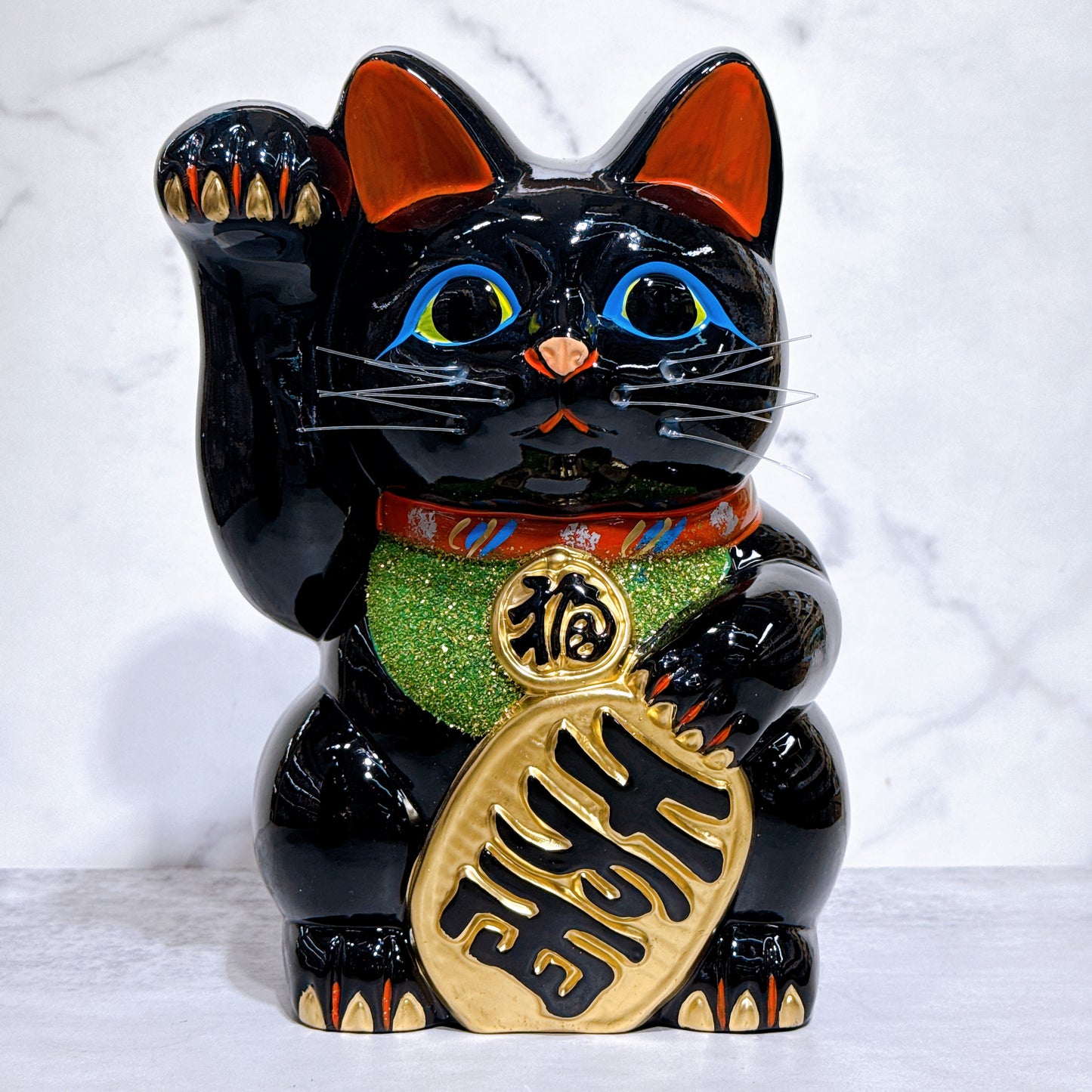 日本常滑小判招財猫 8號 黑