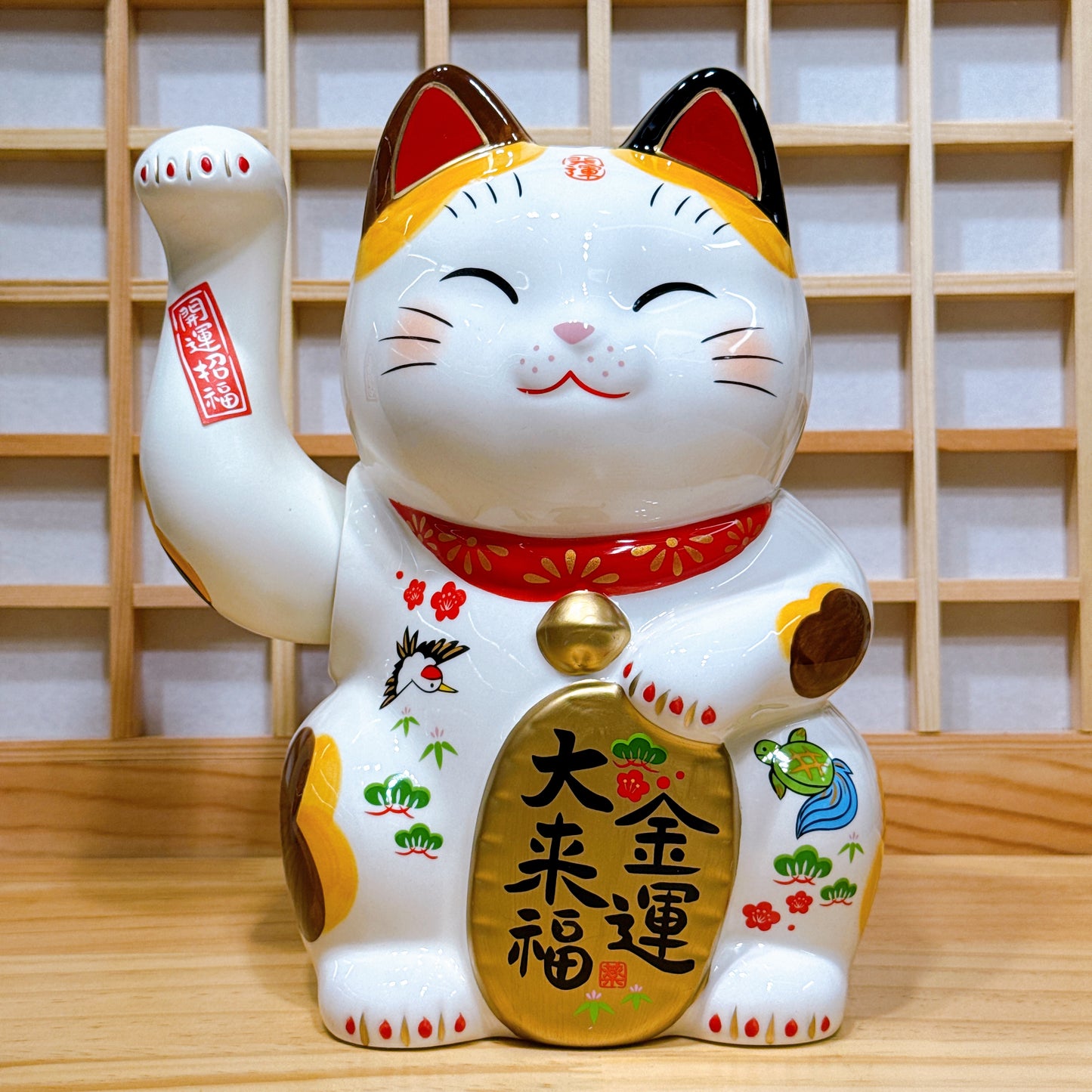 日本彩繪金運大來福招財貓｛ 電動｝