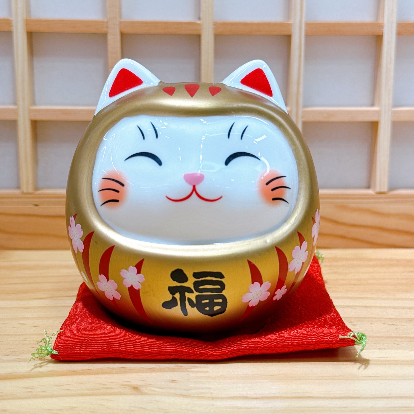 日本開運達摩招財貓 桜桃福