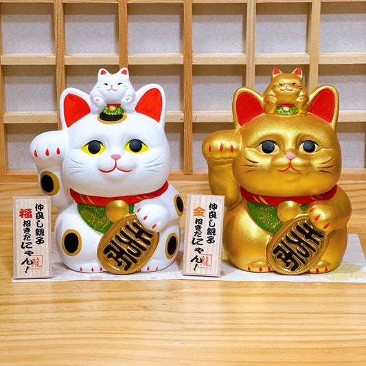 日本仲良親子金運招財貓