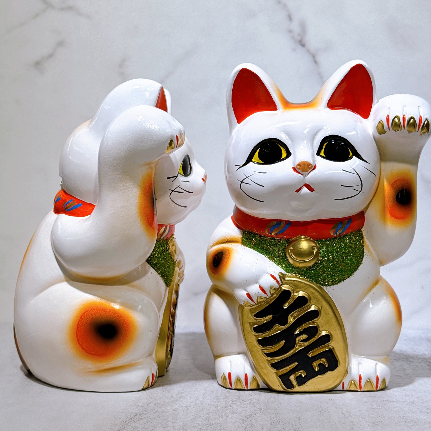 日本常滑小判招財貓 6號 白色