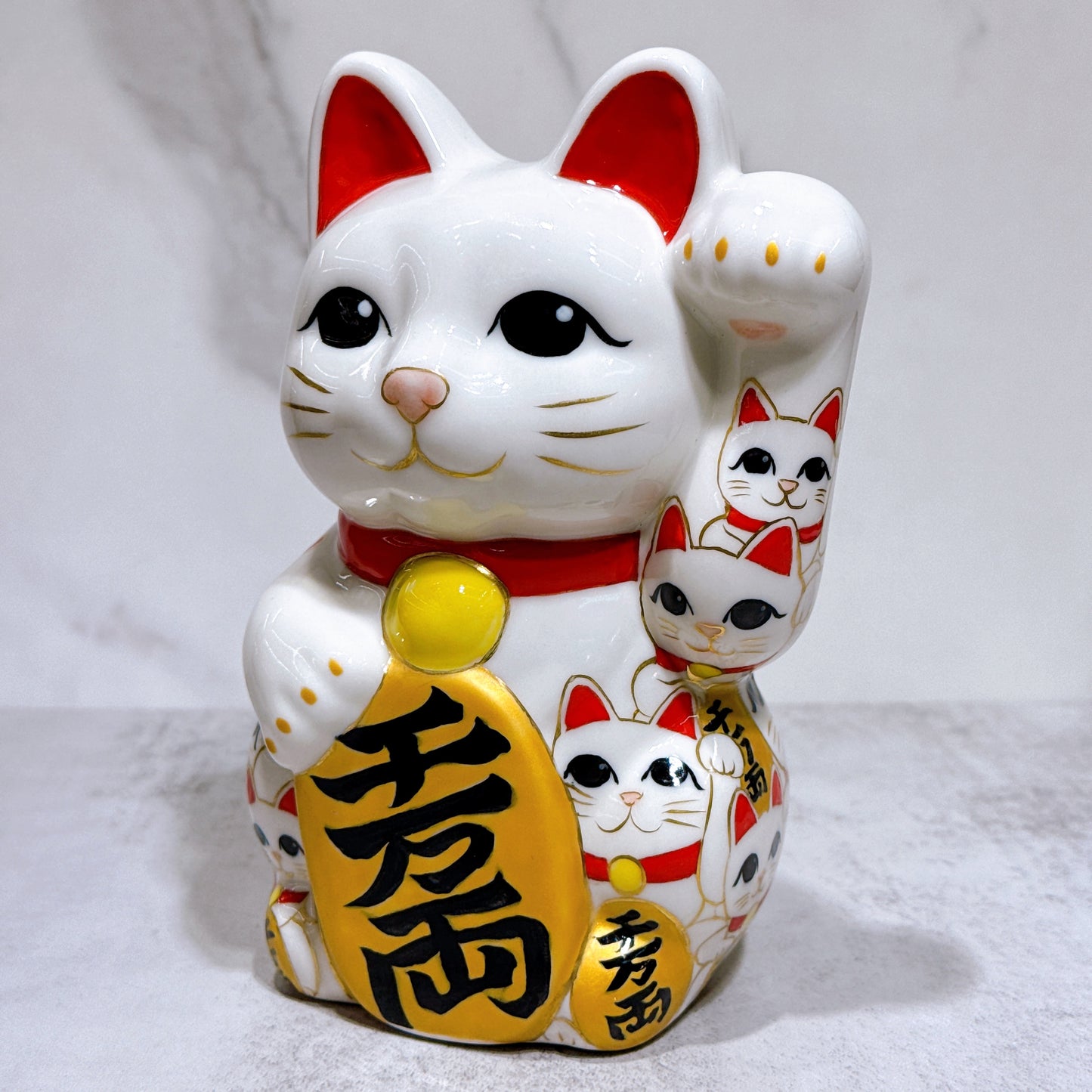 日本清水燒招財貓 色繪 貓陣 中號