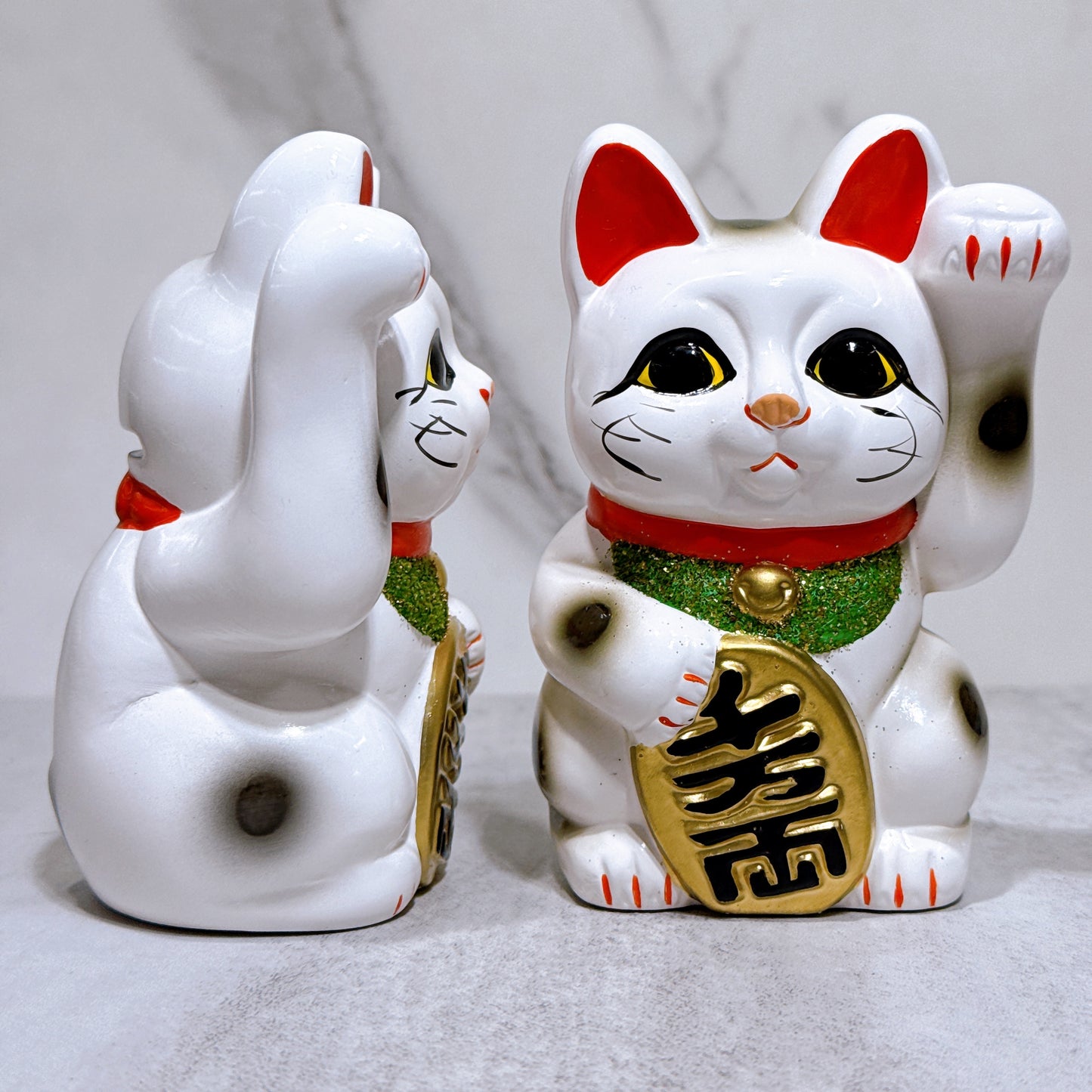 日本常滑小判招財貓 4號 白