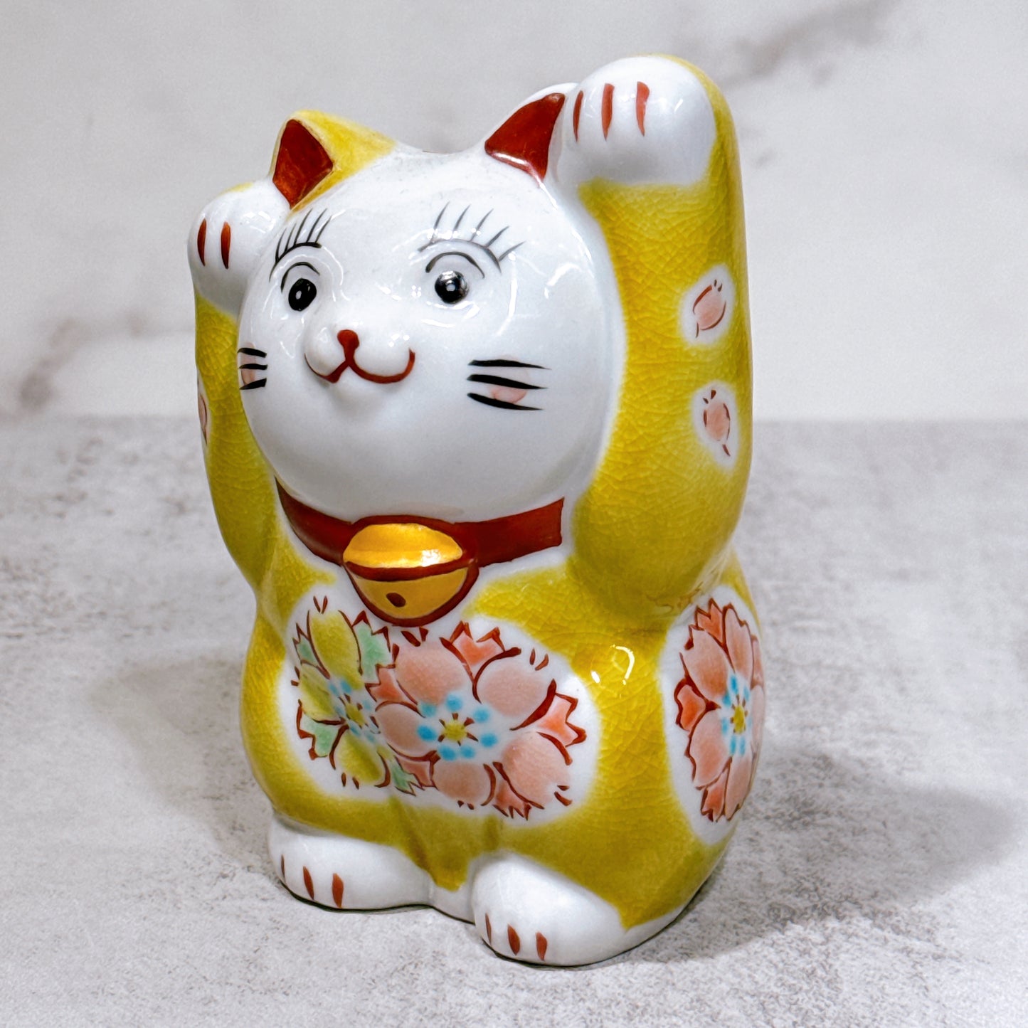 日本九谷燒招財貓 黃盛 4號