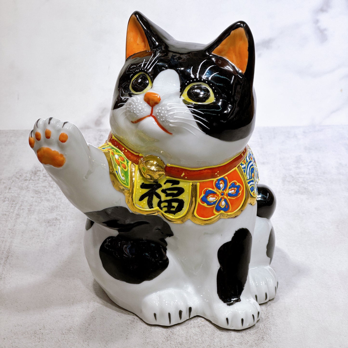 日本九谷燒招財貓 黑布 6.5號