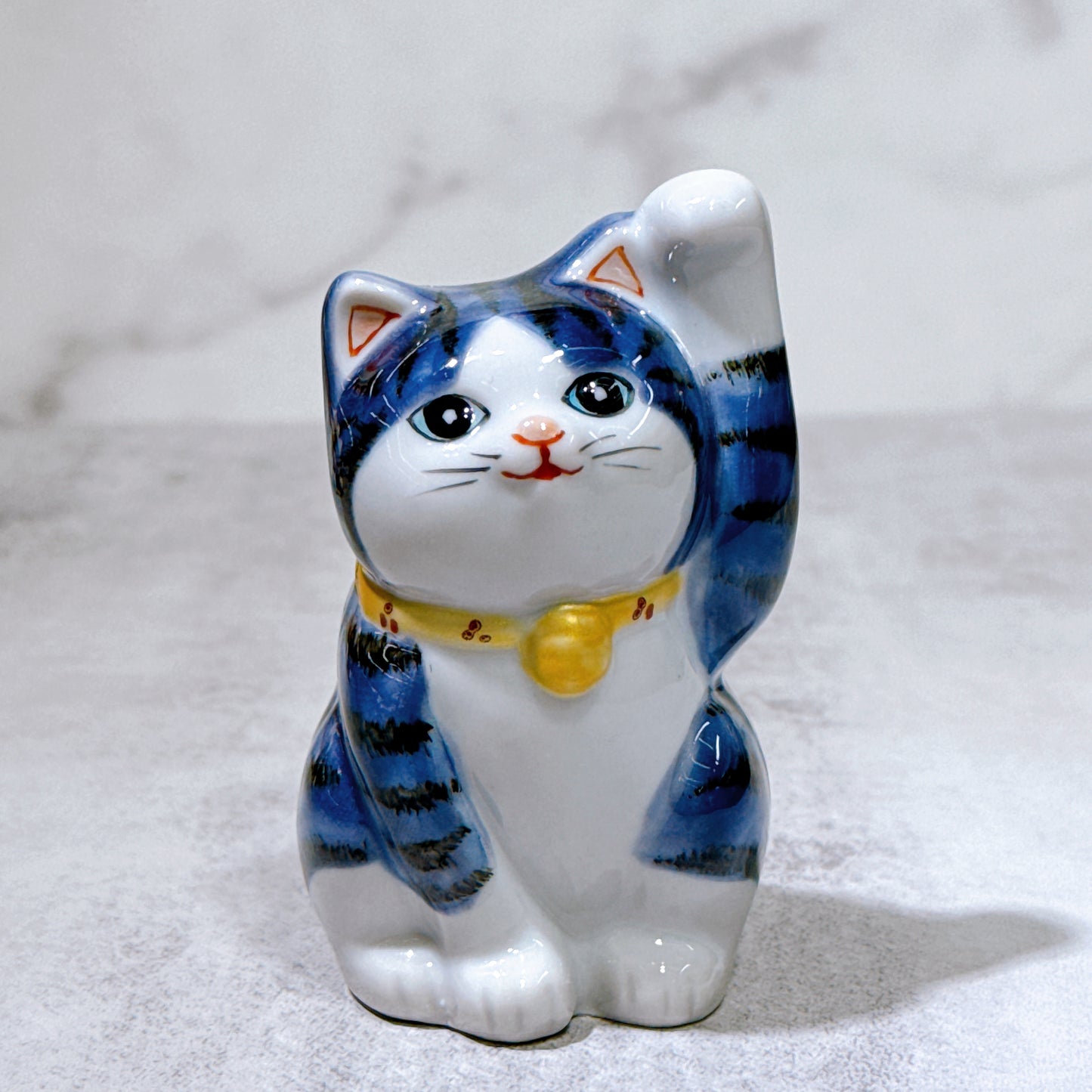 日本九谷燒招財貓 紫釉彩 3號