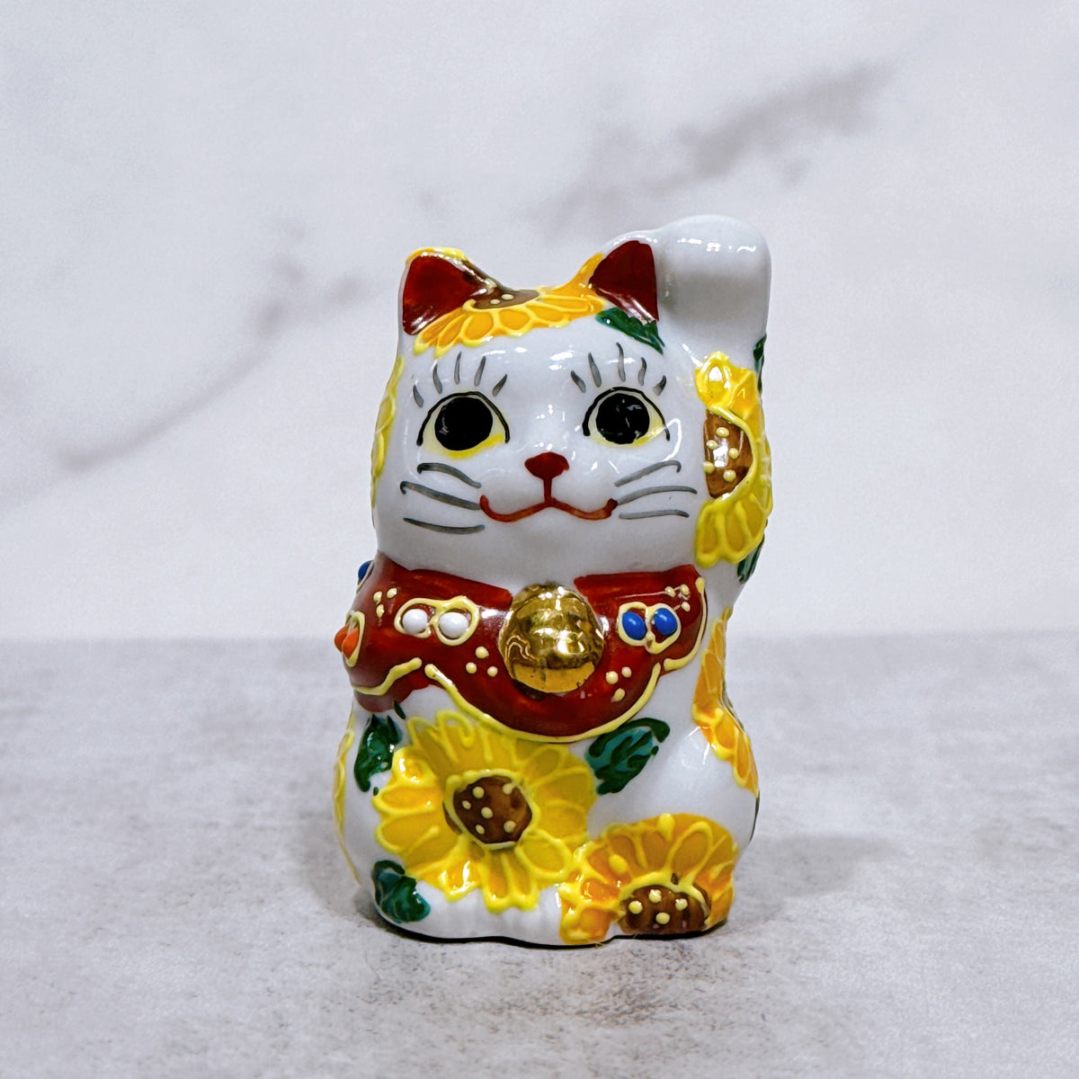 日本九谷燒招財貓 向日葵 2號