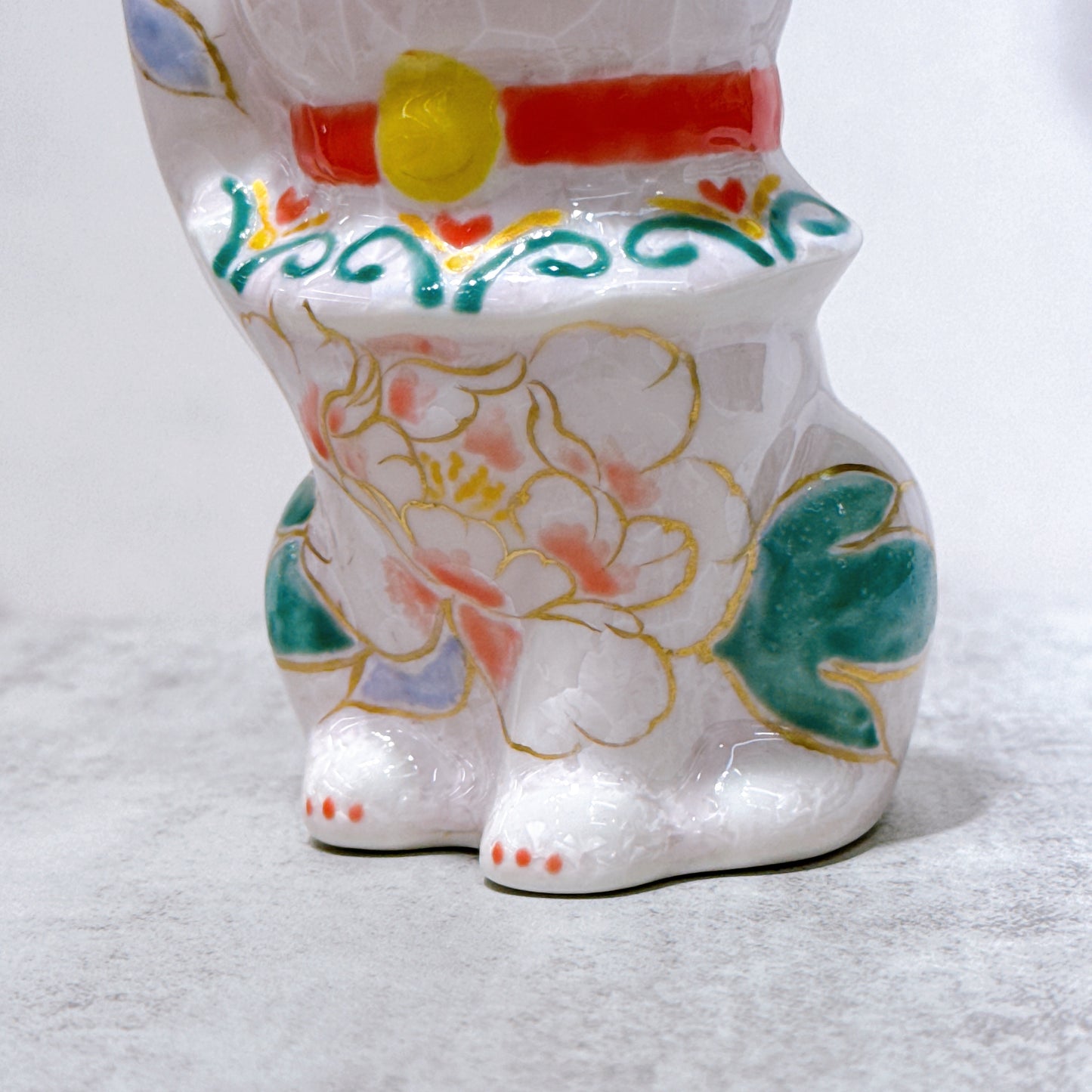 日本清水燒招財貓 花結晶 桃 体花