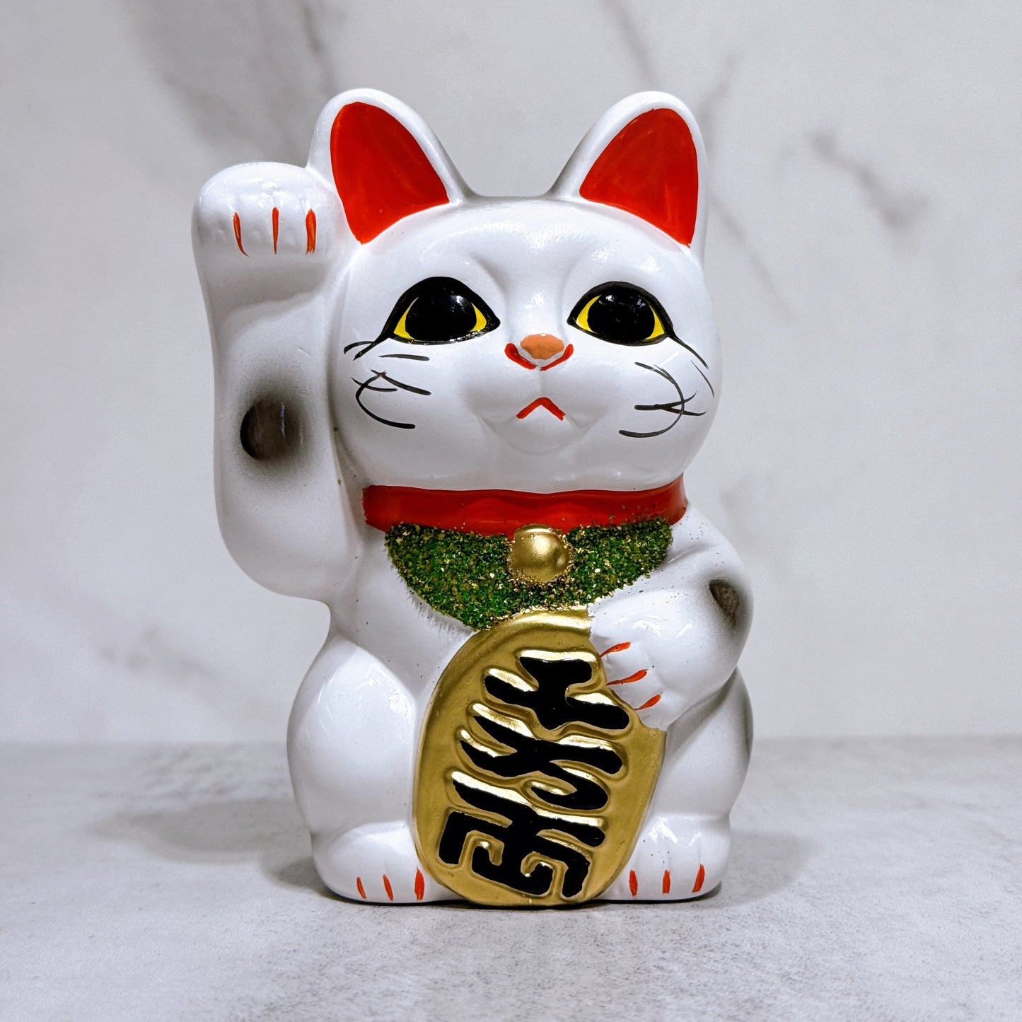 日本常滑小判招財貓 4號 白