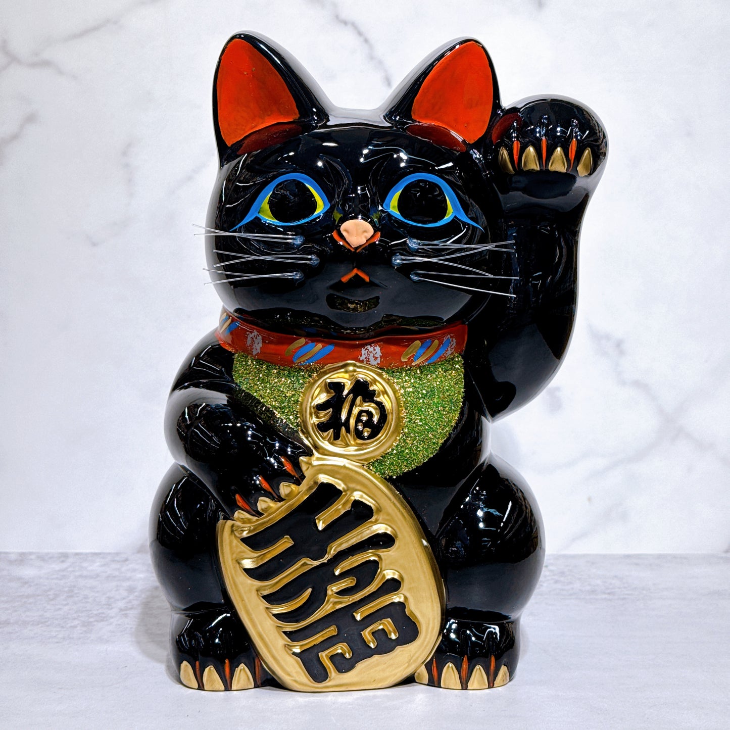 日本常滑小判招財猫 8號 黑