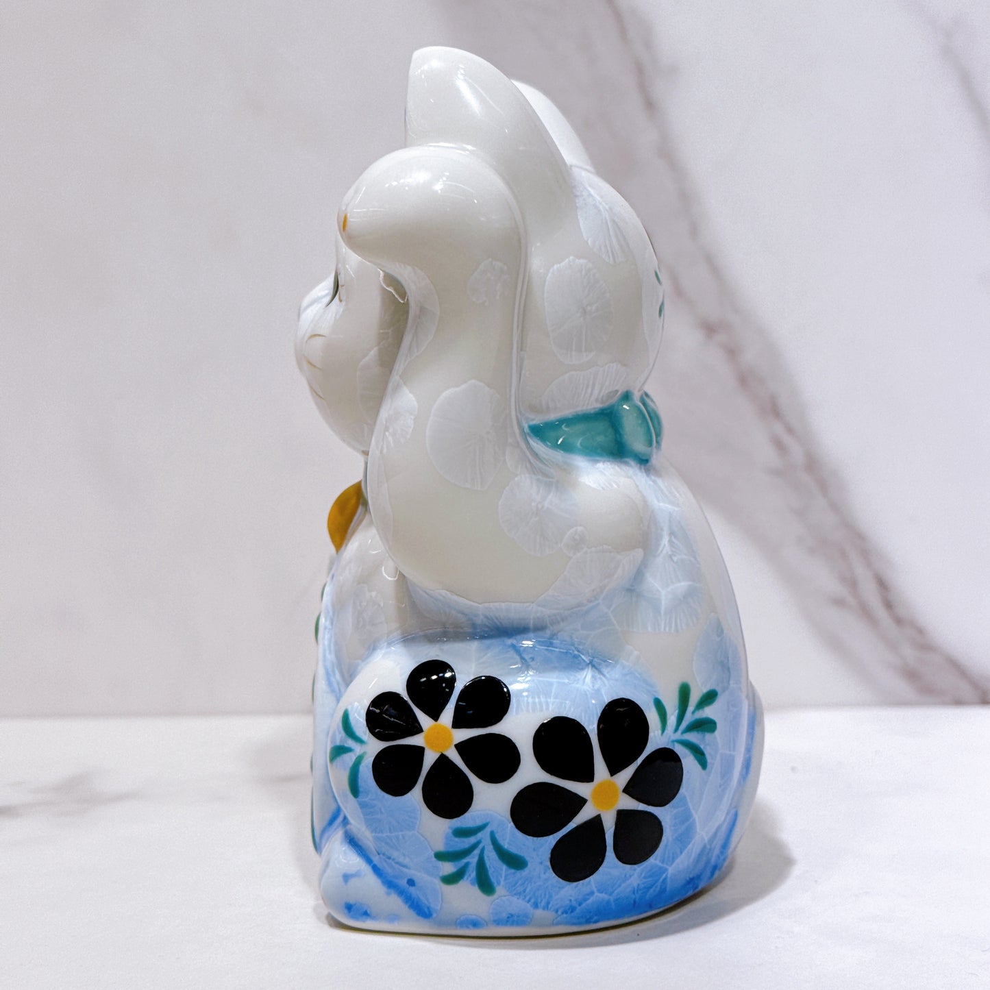 日本清水烧招财猫花结晶青白体花千万両左