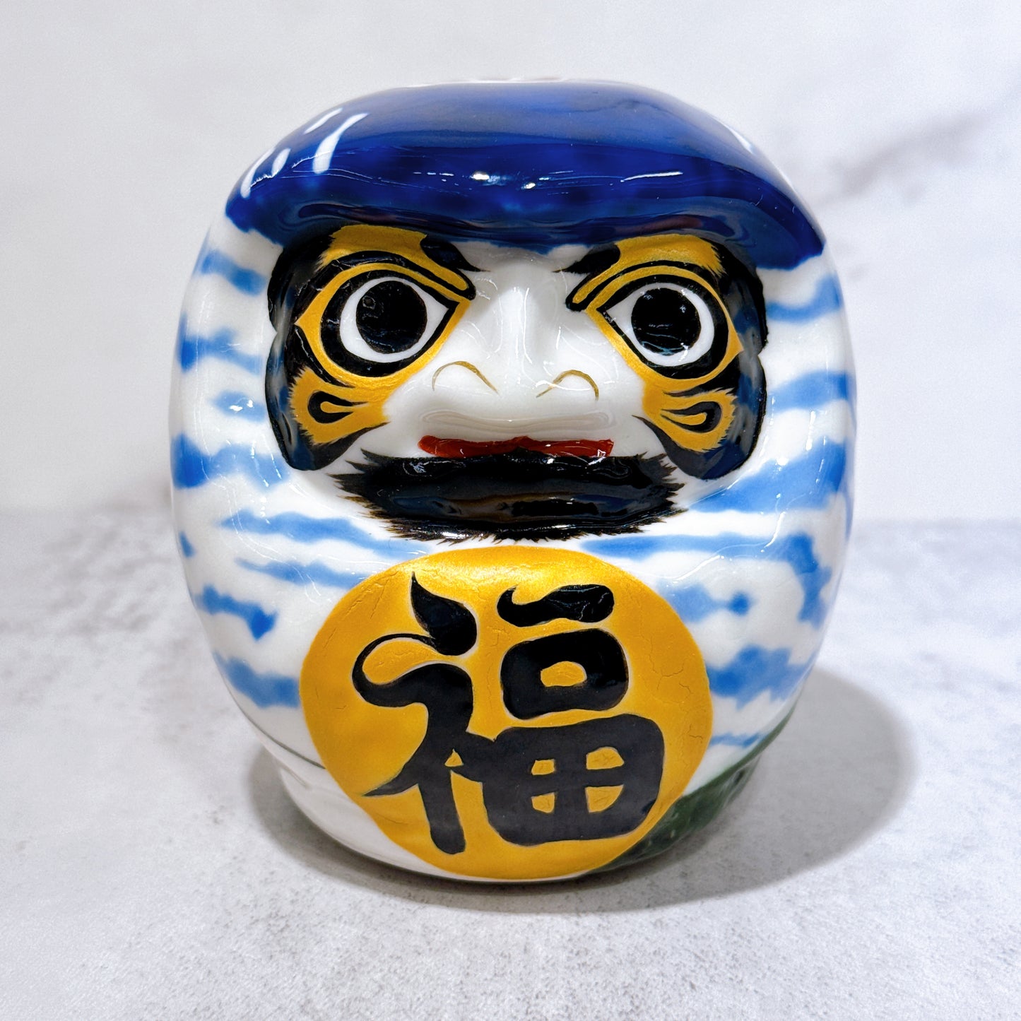 日本清水燒達摩 色繪 赤富士 小號