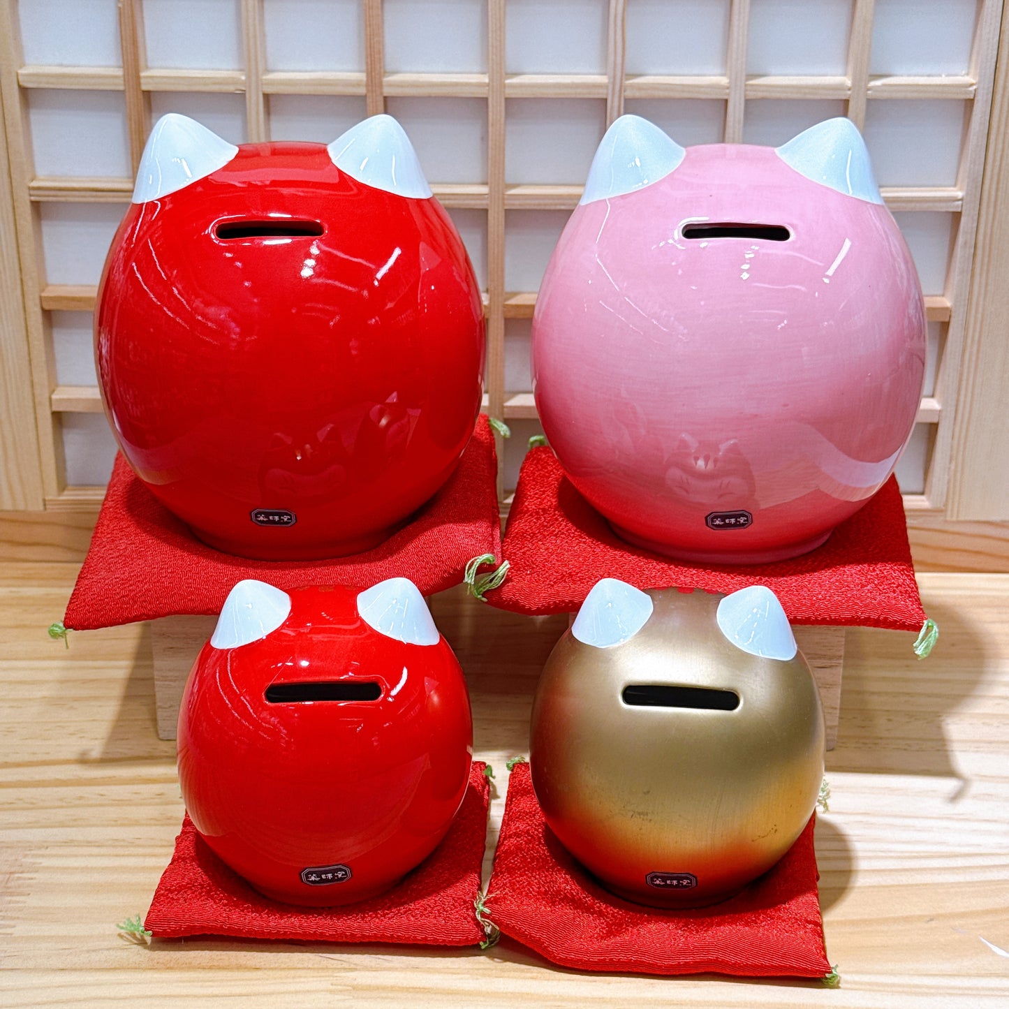 日本開運達摩招財貓 桜桃福