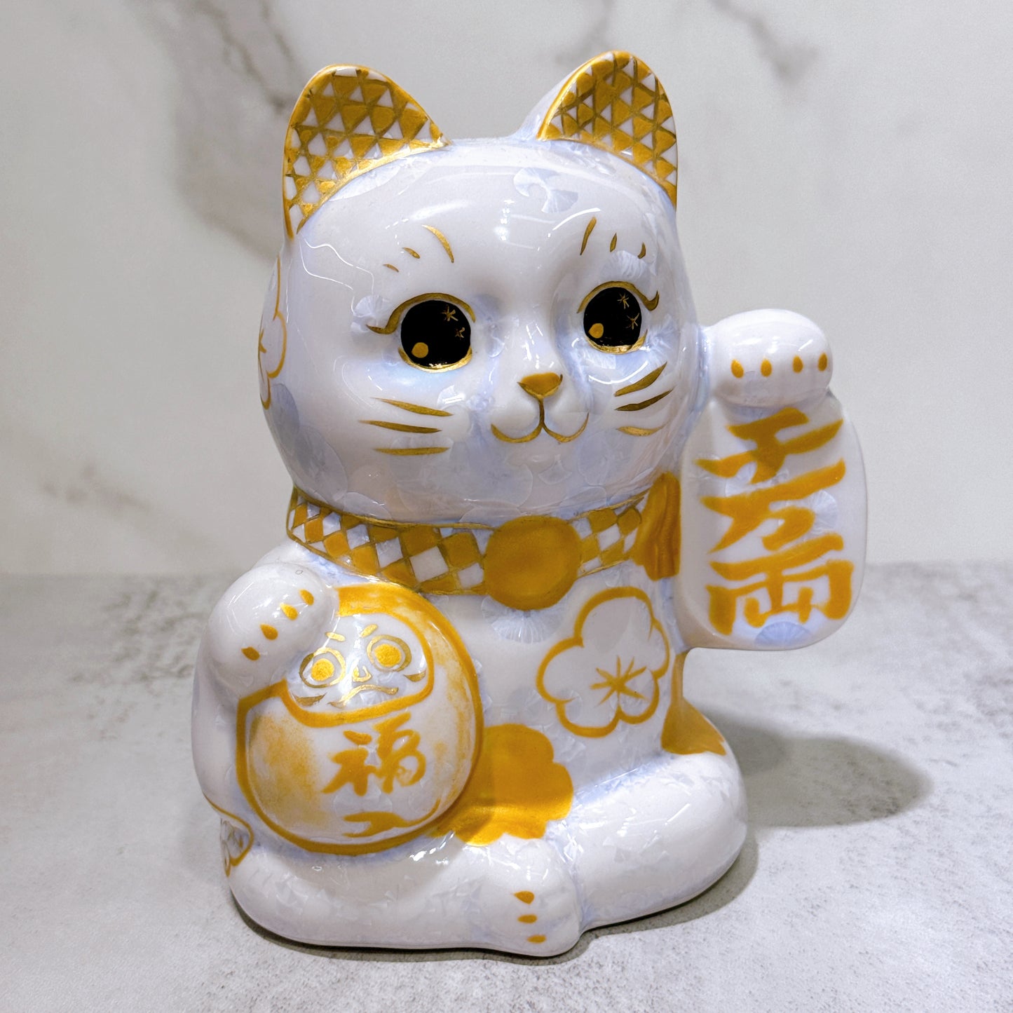 日本清水燒招財貓 達摩 花結晶 藤 千万両