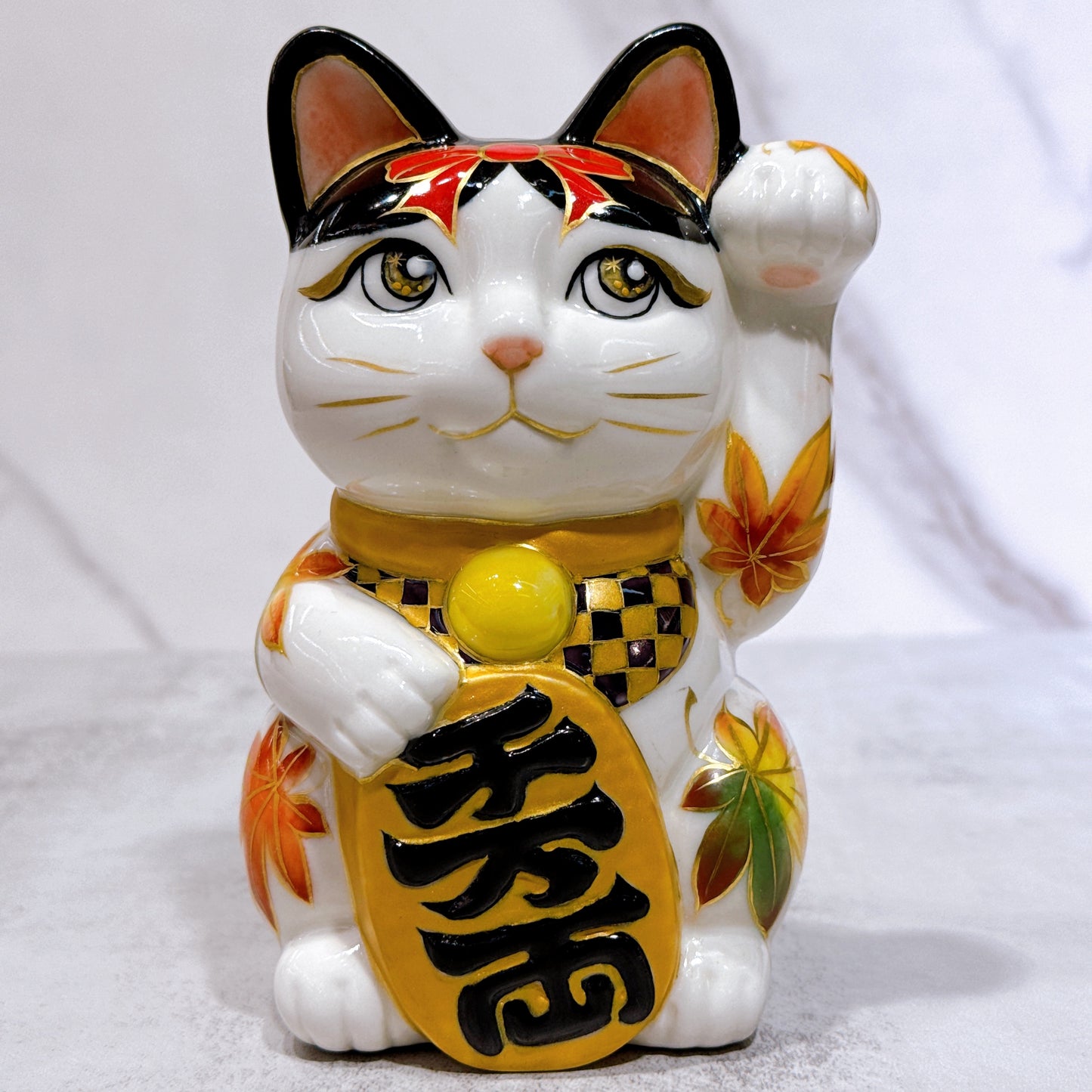 日本清水燒招財貓 色繪 京都八板之貓