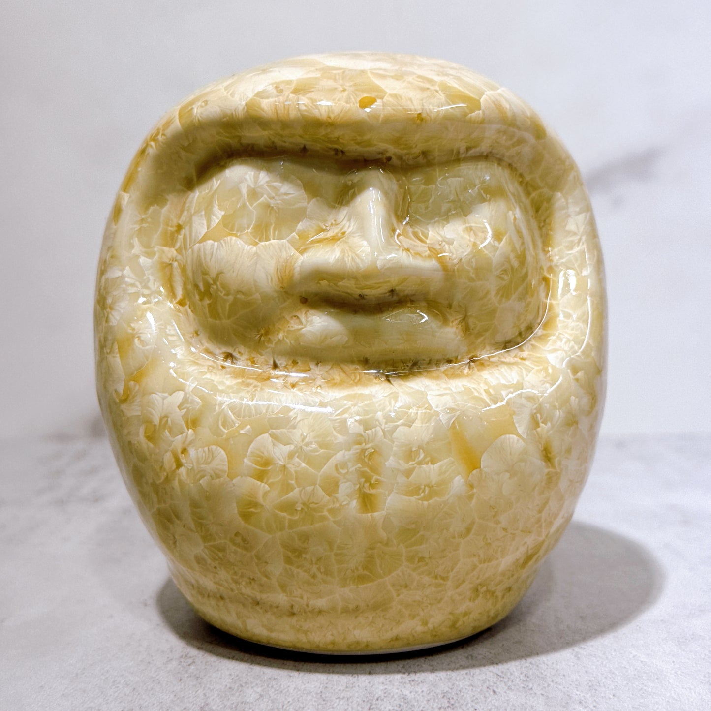 日本清水燒達摩 花結晶 杏 無地 小號