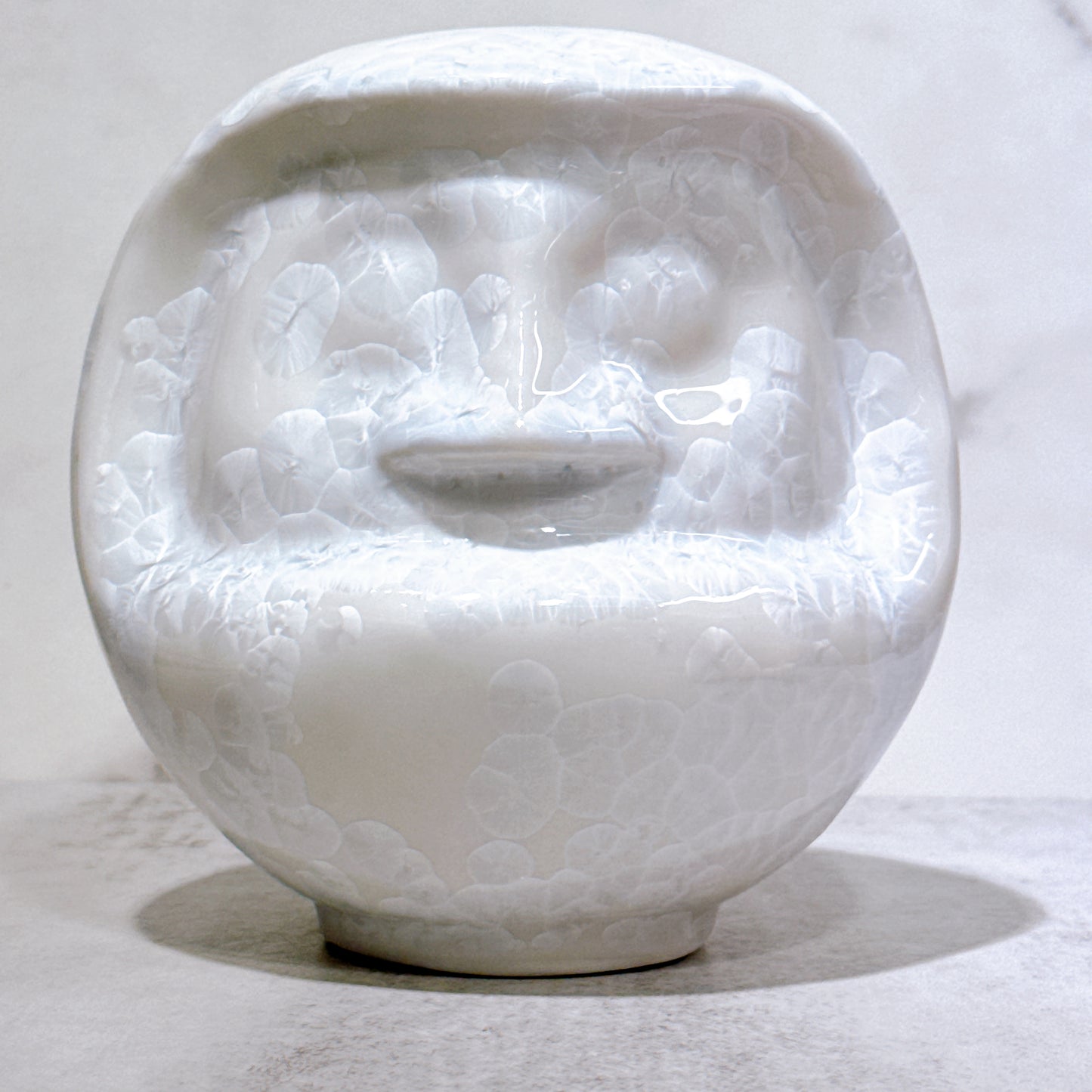 日本清水燒達摩 花結晶 白 無地 大號