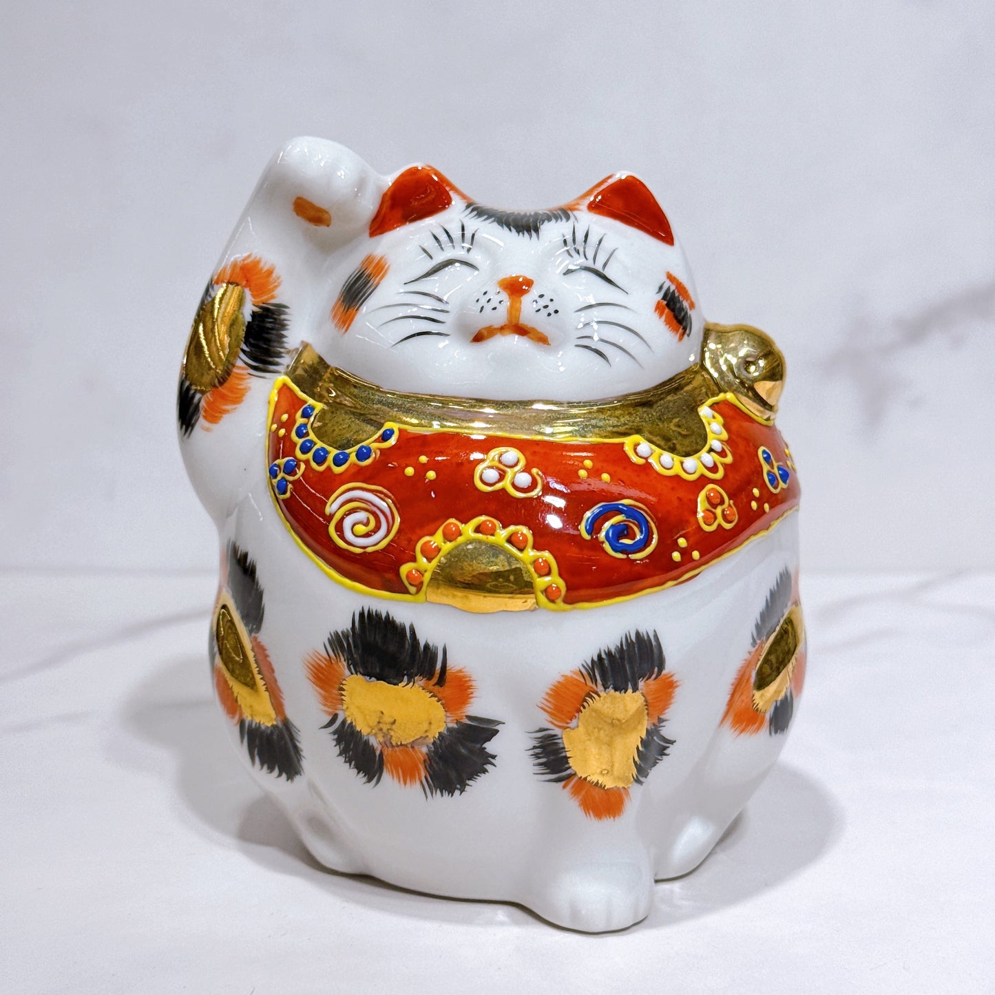 日本九谷燒招財貓 三毛5.5號
