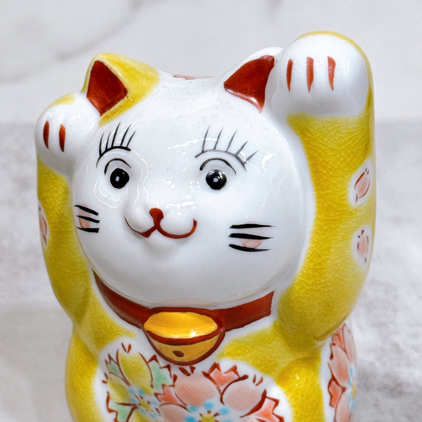 日本九谷燒招財貓 黃盛 4號