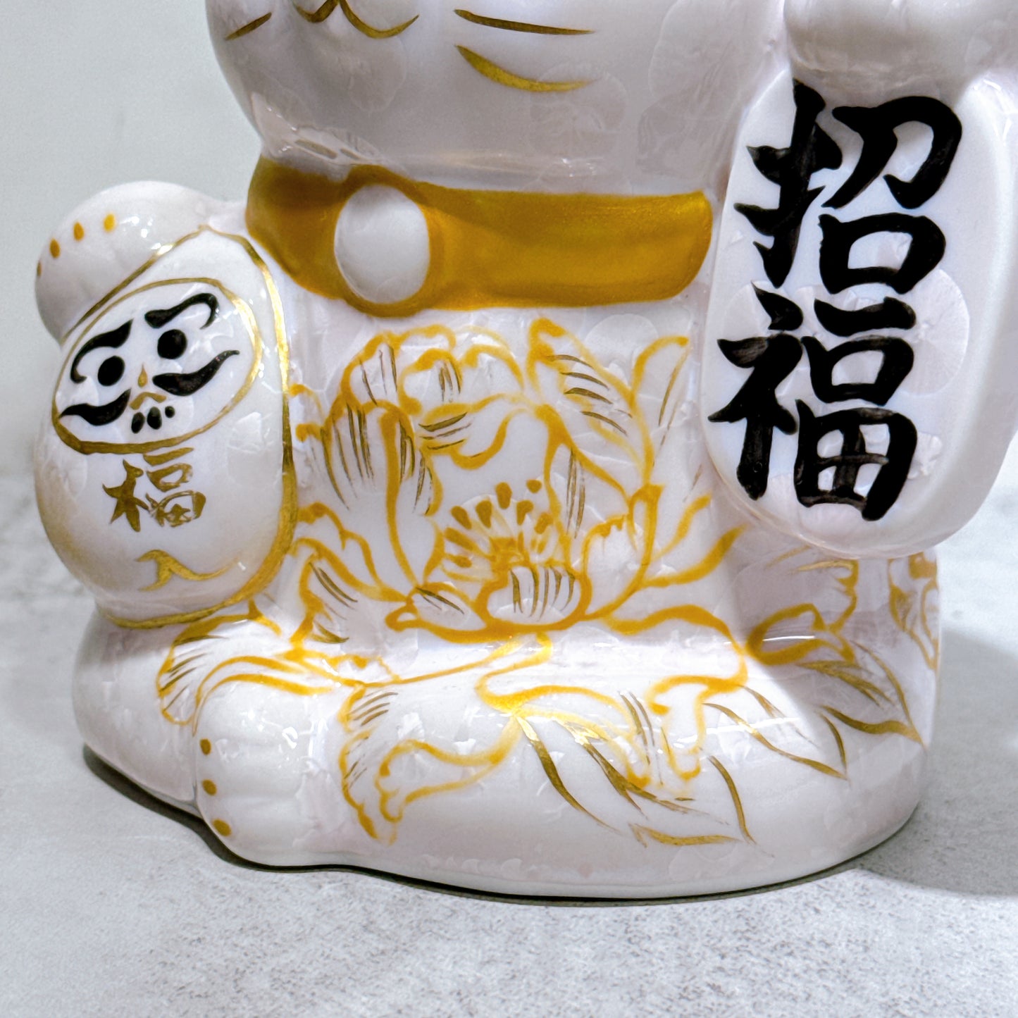 日本清水燒招財貓 達摩 花結晶 桃 招福