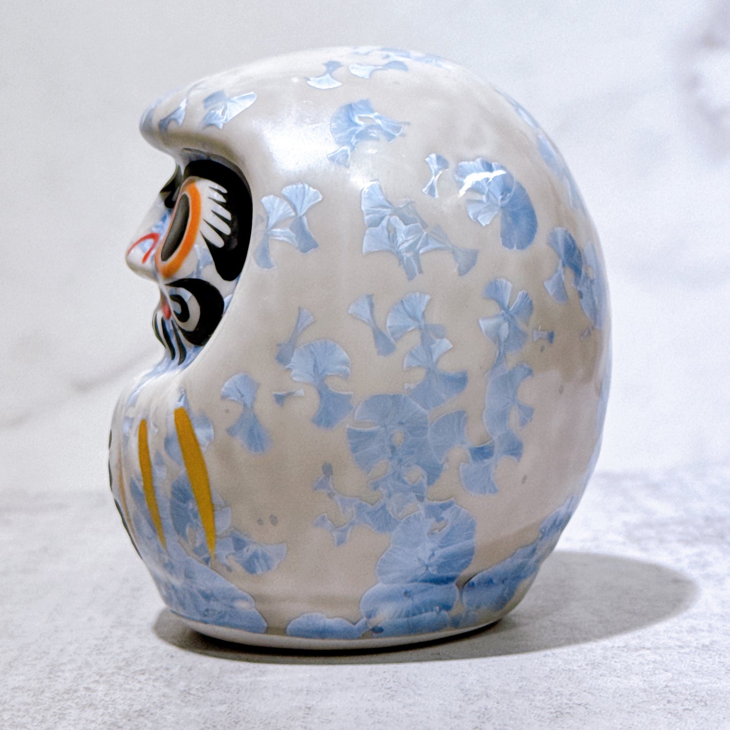 日本清水燒達摩 花結晶 銀藤 樣 小號