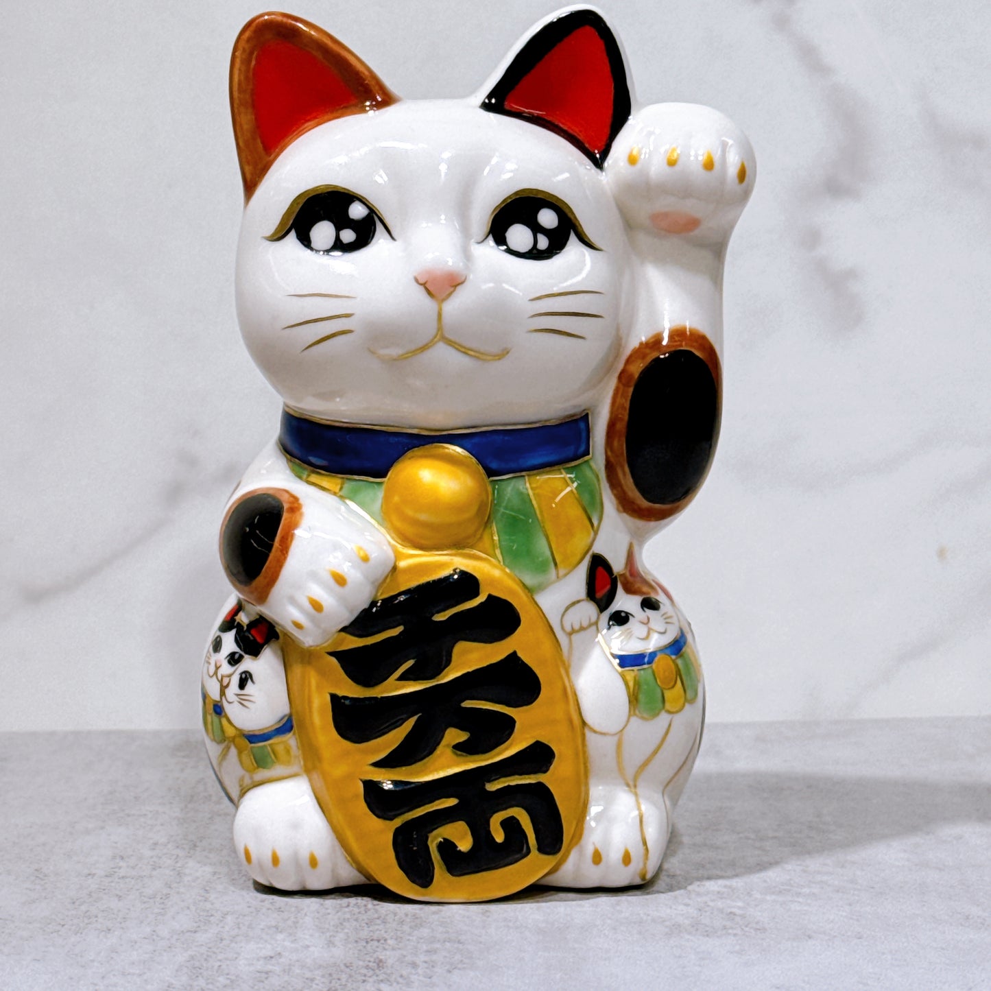 日本清水燒招財貓 色繪 描貓之樂