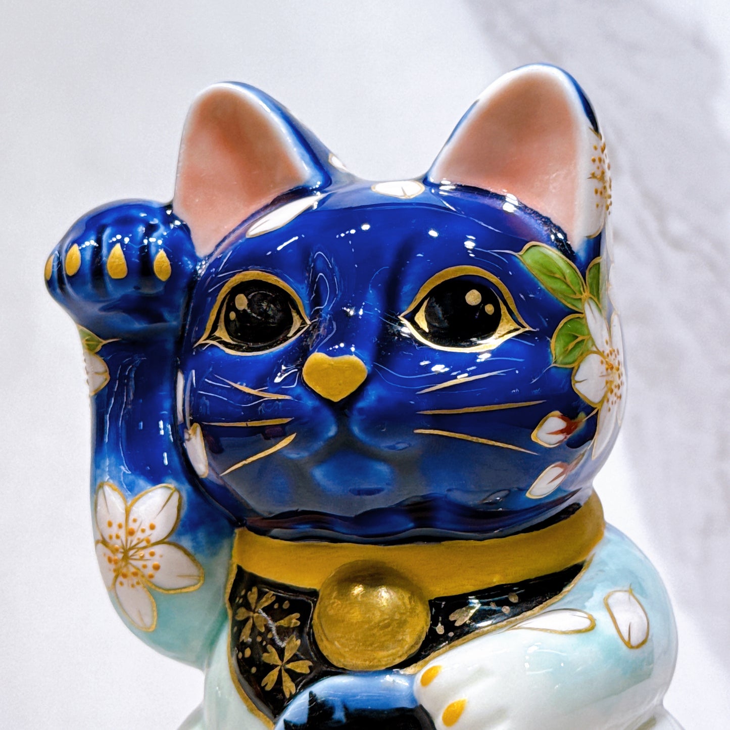 日本清水燒招財貓 瑠璃 富士櫻