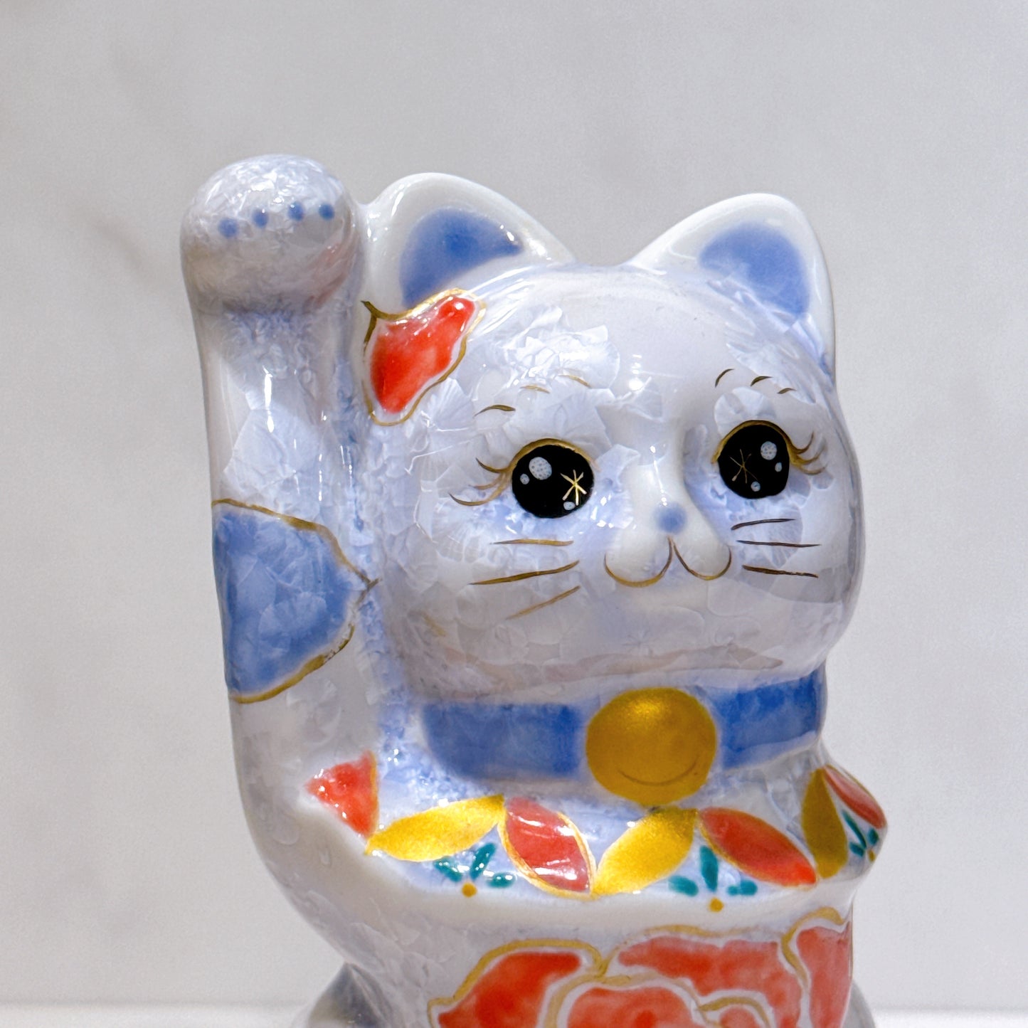 日本清水燒招財貓 花結晶 藤 体花