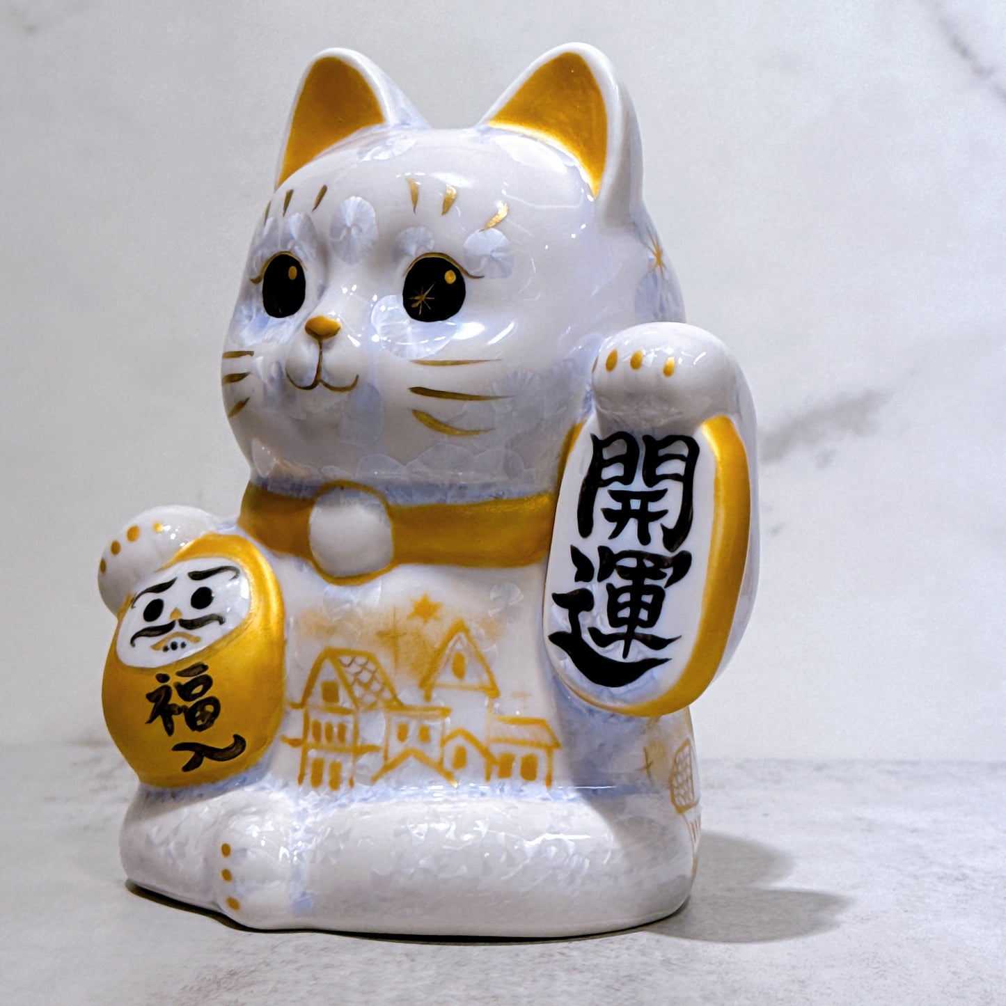 日本清水燒招財貓 達摩 花結晶 籐 開運