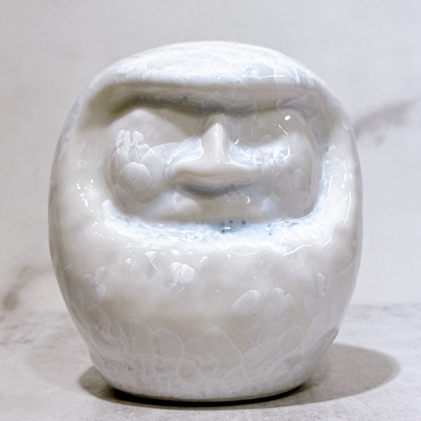 日本清水燒達摩 花結晶 白 無地 小號