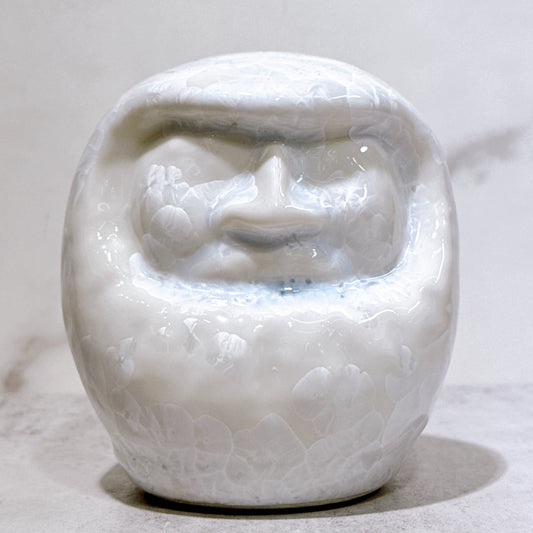 日本清水燒達摩 花結晶 白 無地 小號