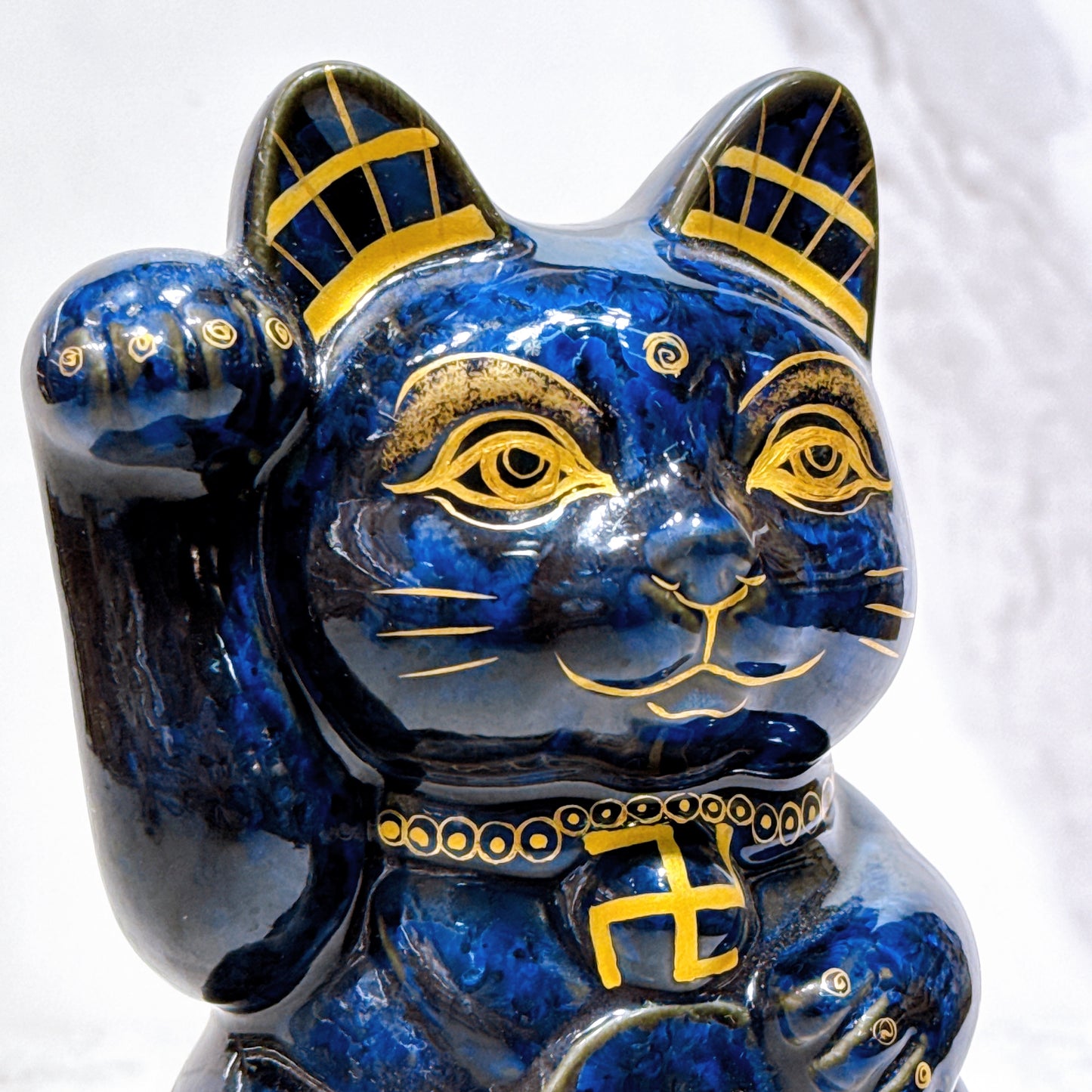 日本清水烧招财猫青墨佛猫
