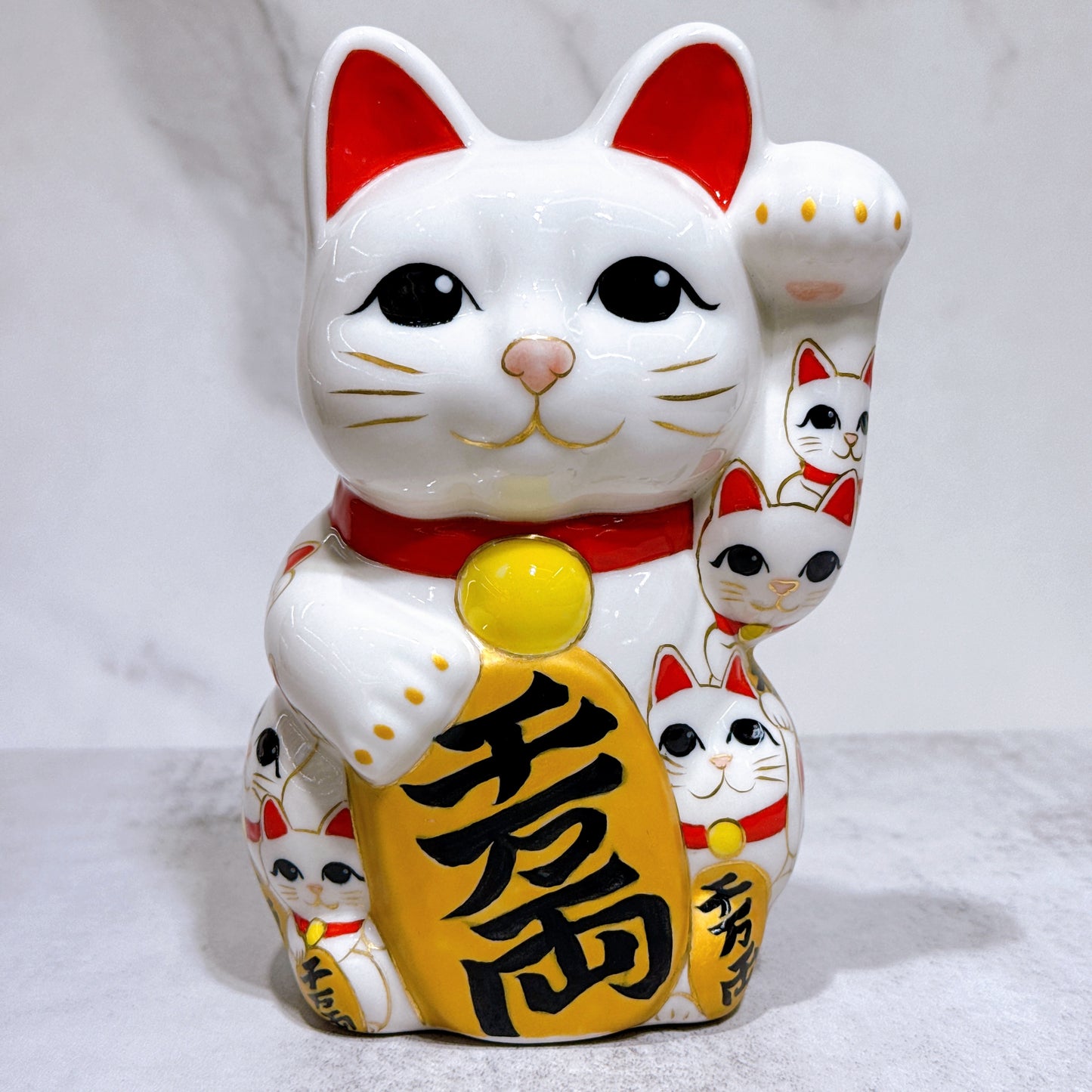 日本清水燒招財貓 色繪 貓陣 中號