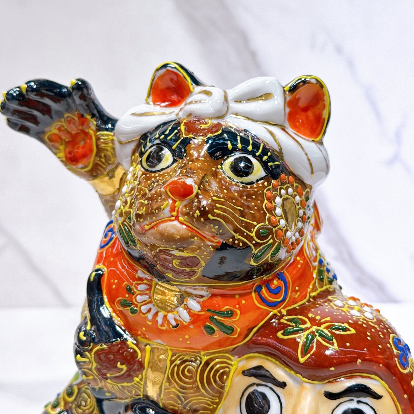 日本九谷燒招財貓 達摩盛6.5號
