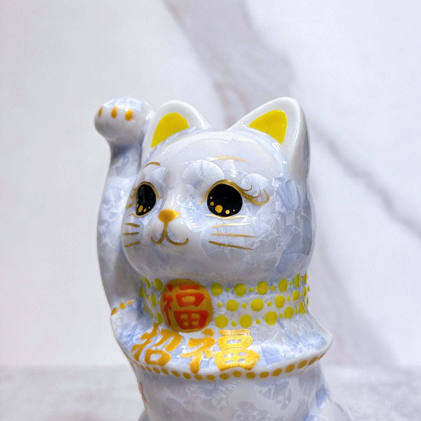 日本清水燒招財貓 花結晶 藤 招福