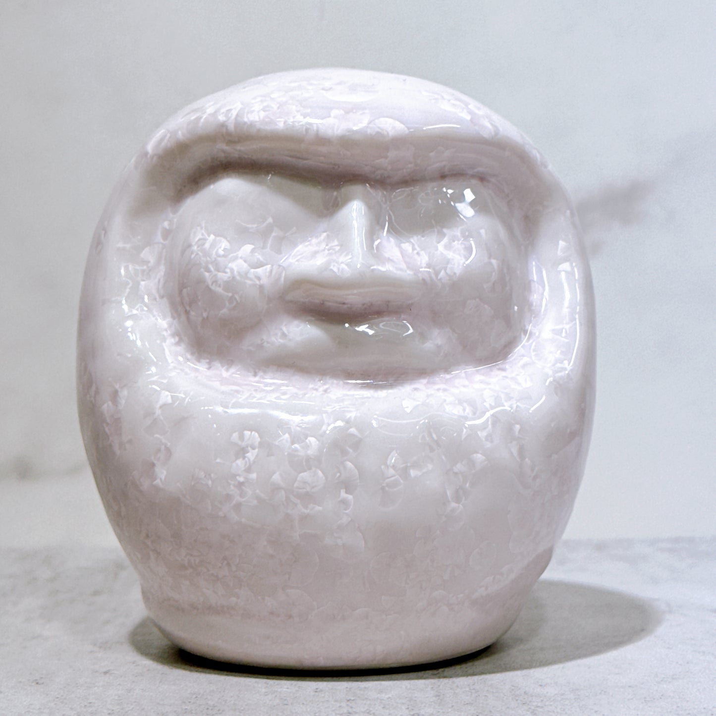 日本清水燒達摩 花結晶 桃 無樣 小號