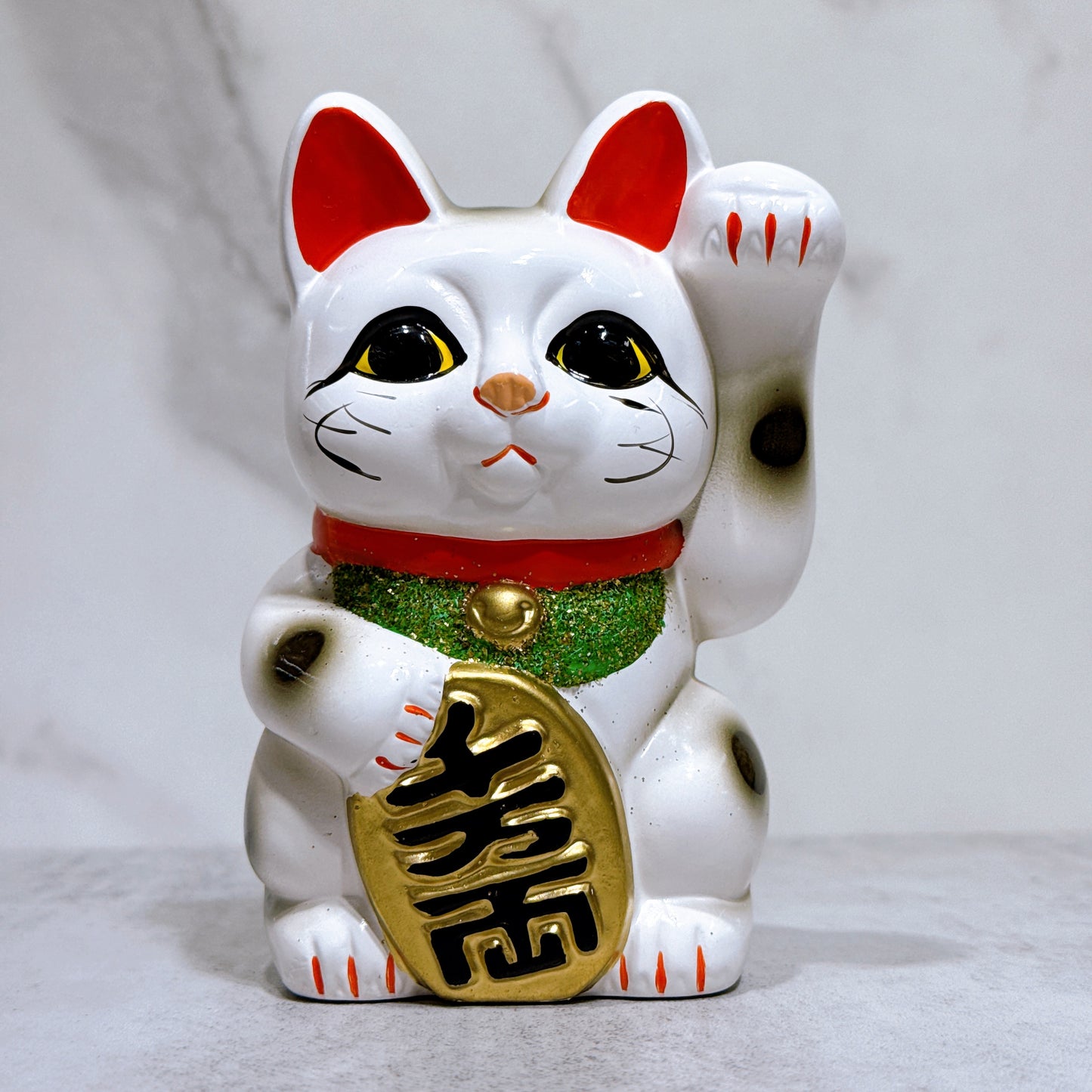 日本常滑小判招財貓 4號 白