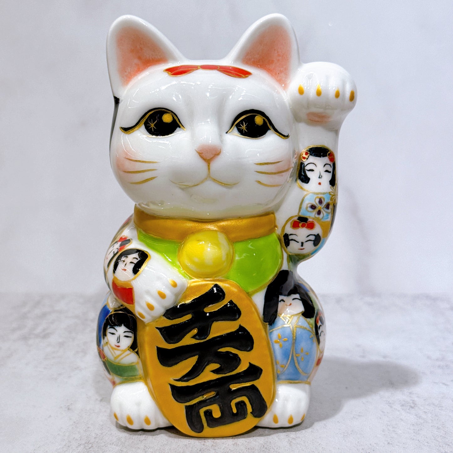 日本清水燒招財貓 仫繪 描日本娃娃