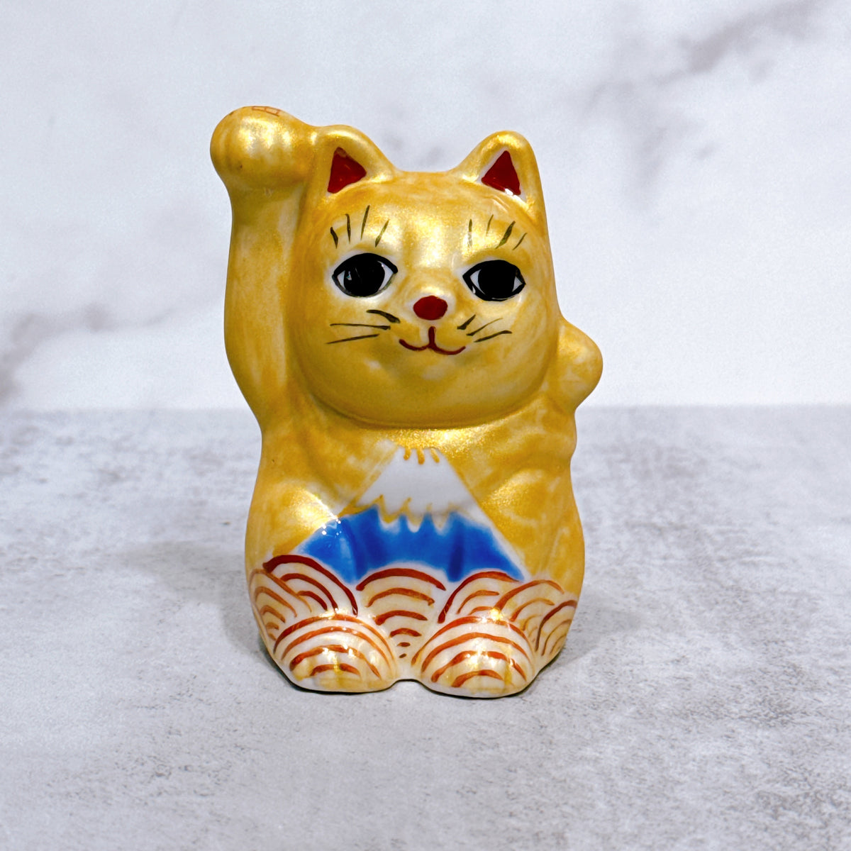 日本九谷燒招財貓 金彩青富士 2.5號