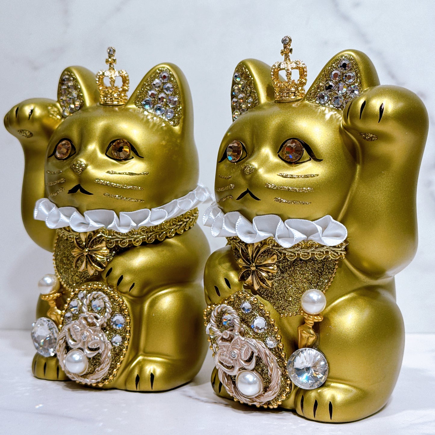 日本花見招財貓 皇冠璀璨 5號 金