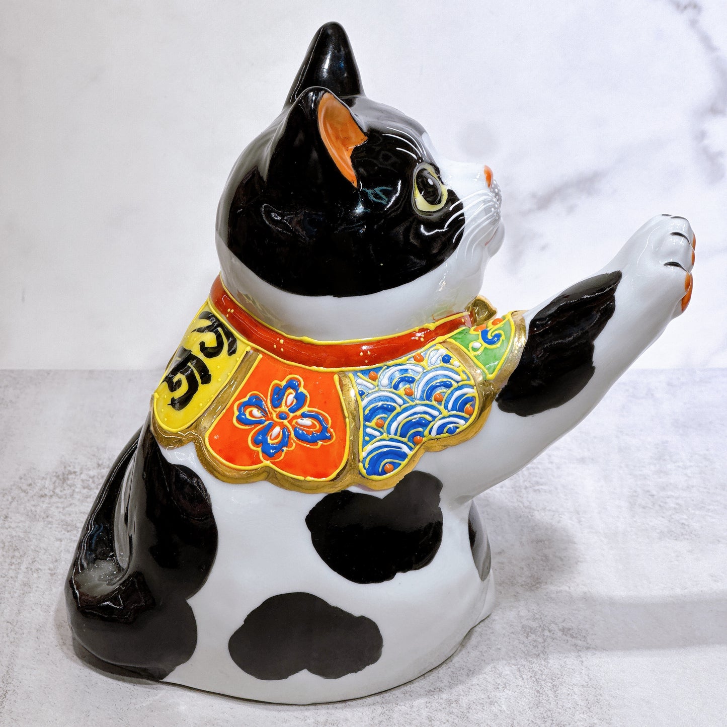 日本九谷燒招財貓 黑布 6.5號